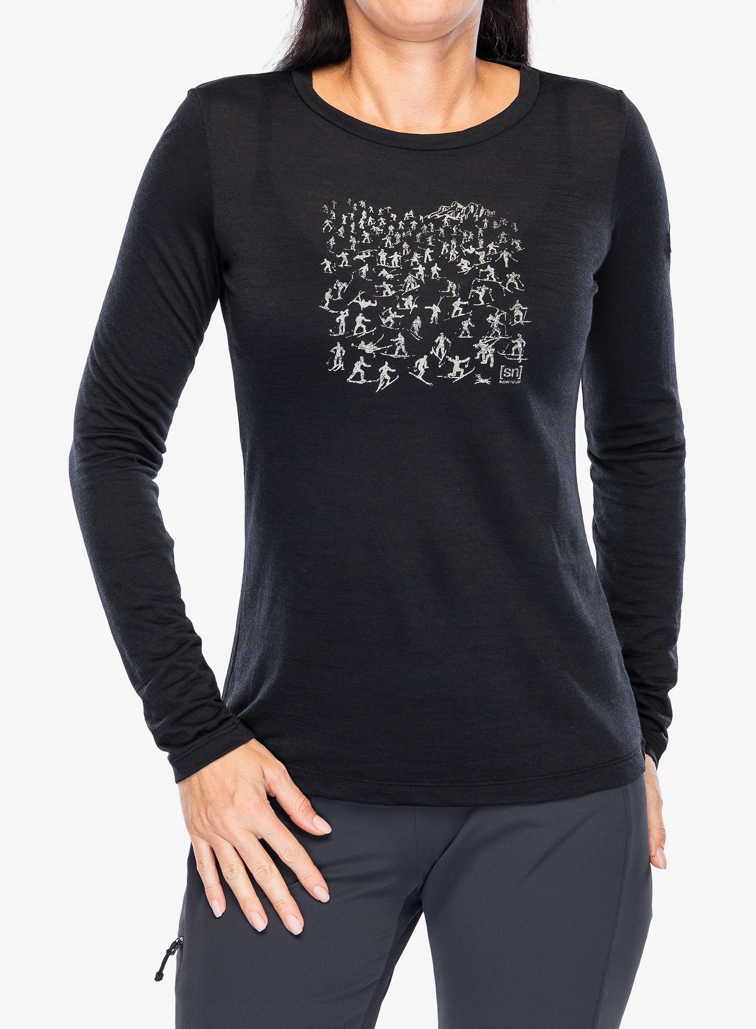 Dámská mikina Super.natural Free Ski Tickets Ls jet black/feather grey L