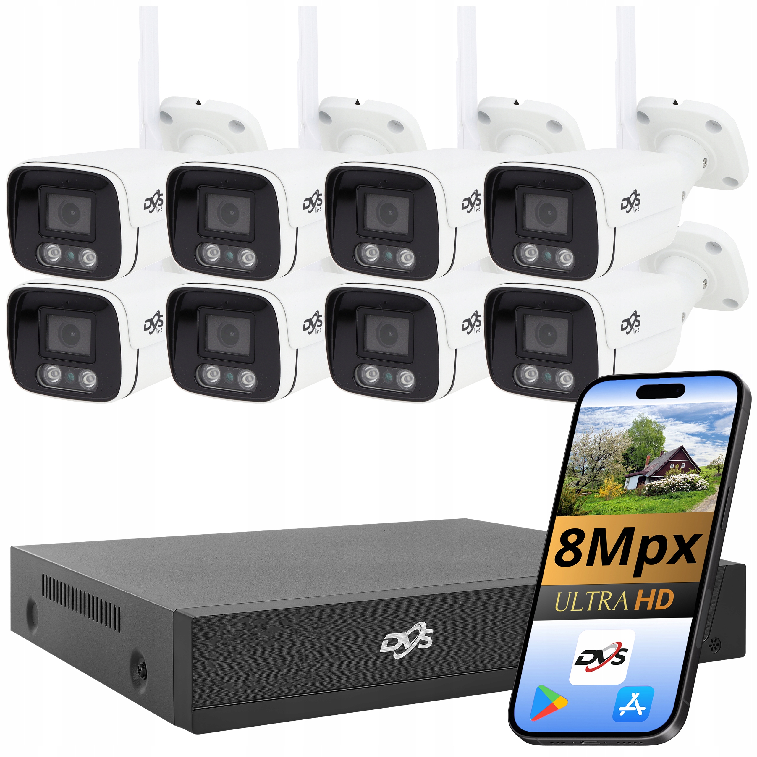 Sada Kamer Wifi 4K Dvs Bílá Tuba 8Mpx Monitorovací 8 Kamer Bezdrátová