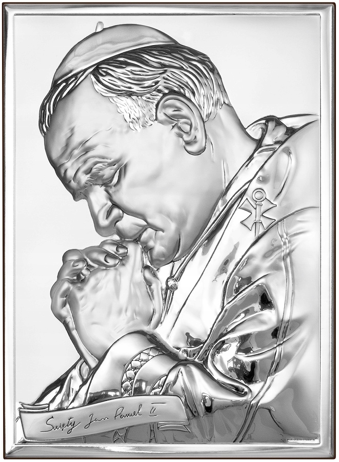 Pamiatka Obraz Ján Pavol II Pápež Svätý Otec Strieborný obraz Gravírovanie