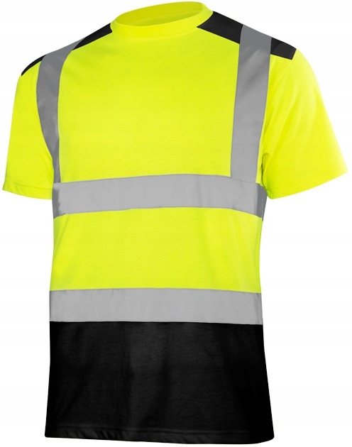 T-SHIRT koszulka męska robocza ODBLASKOWA OSTRZEGAWCZA żółta BHP Przewiewna Marka ART.MAS