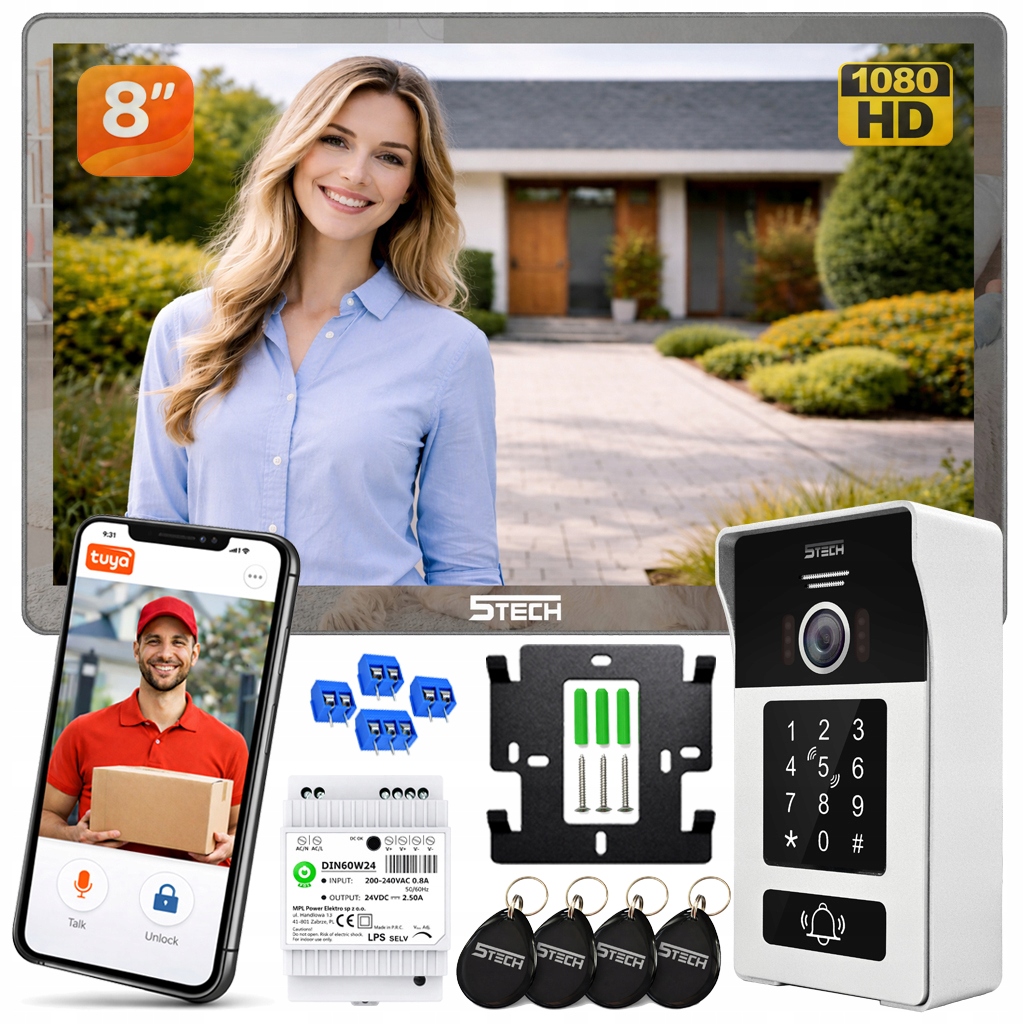 Wideodomofon 5TECH Cyfrowy monitor 8" Virgo One Plus M 82228A WiFi Tuya