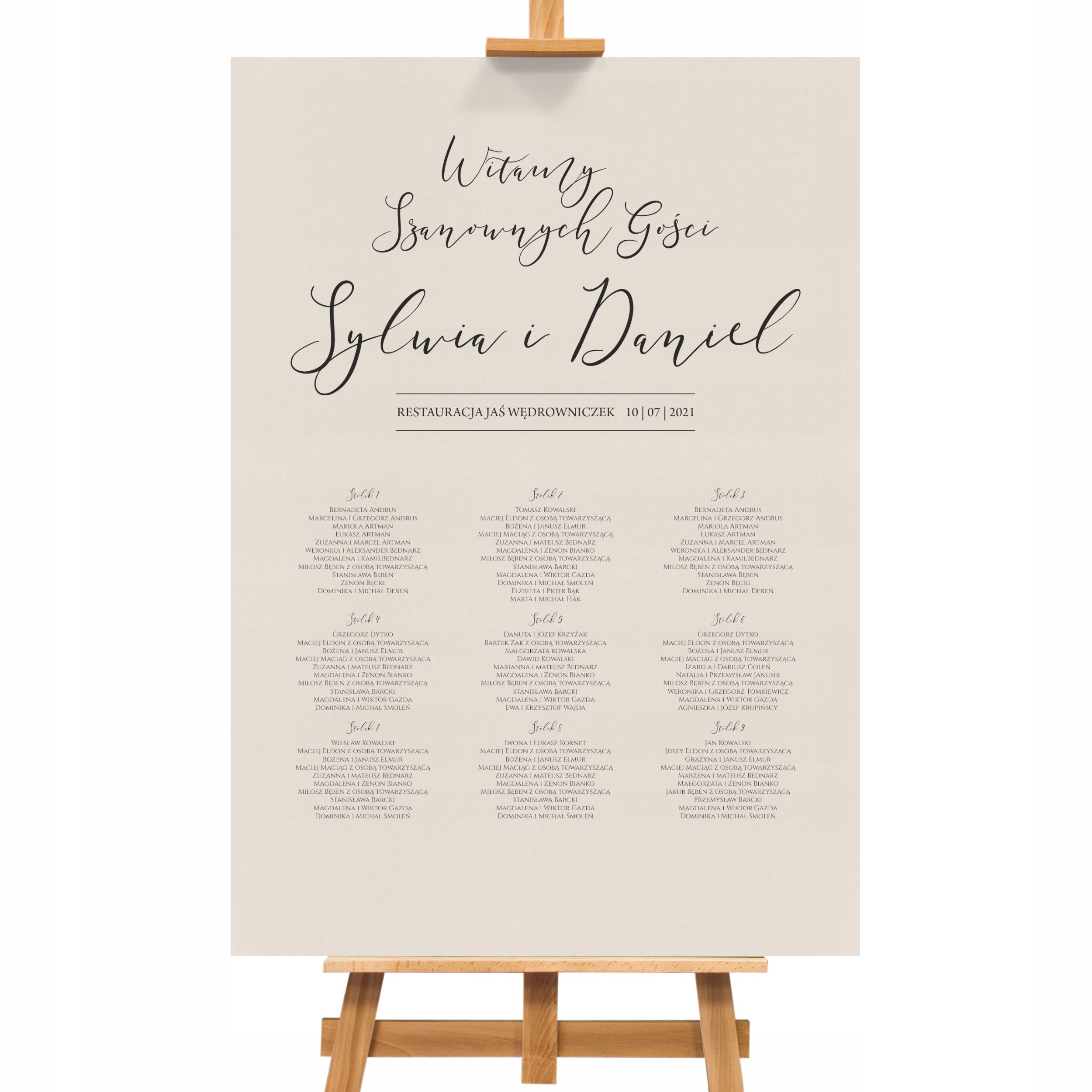 Plansza Lista Gości Ślub Wesele 100x70 KOLORY