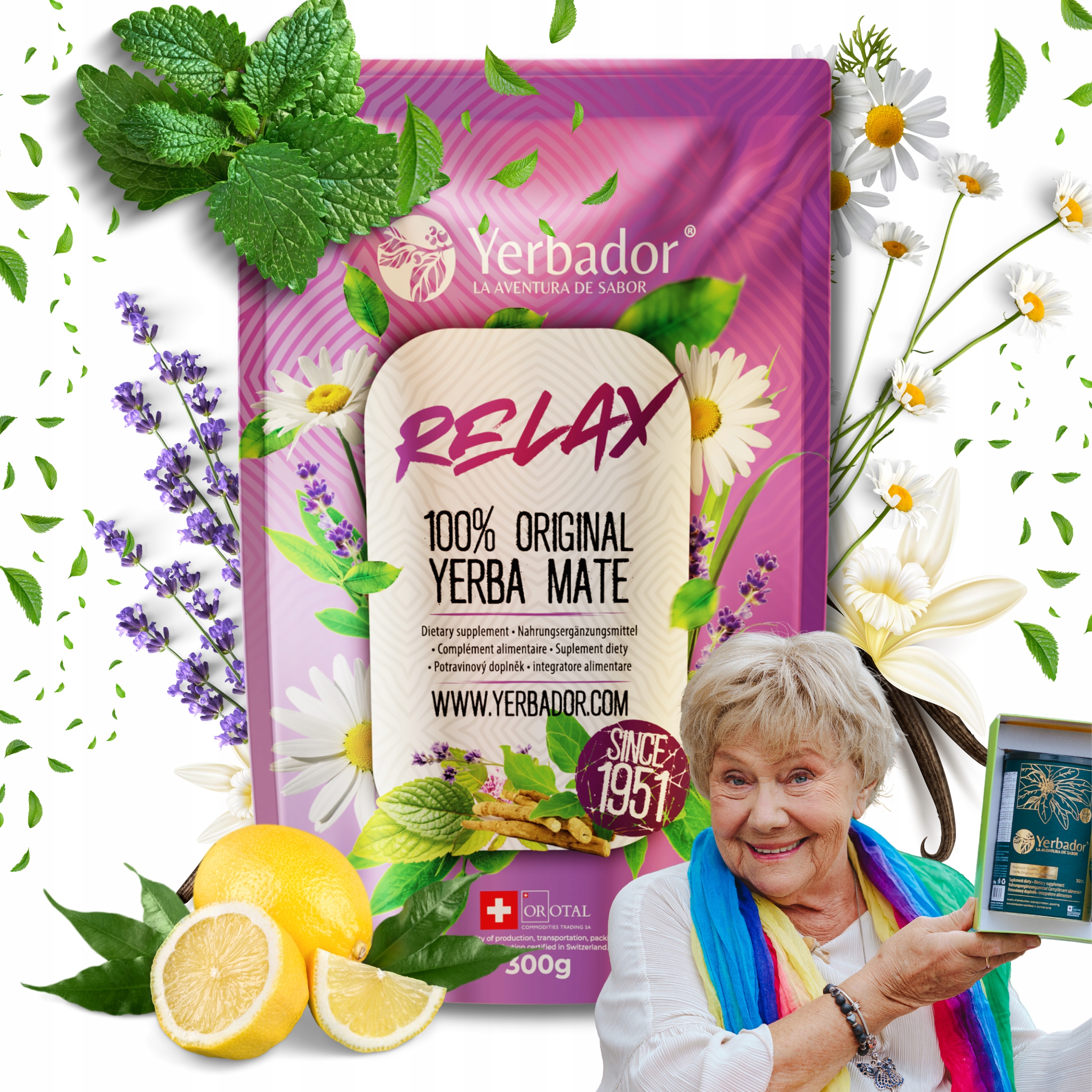 Yerbador Yerba Mate Relax Ashwagandha Melisa Heřmánek 300g 0.3kg+2 Bonus