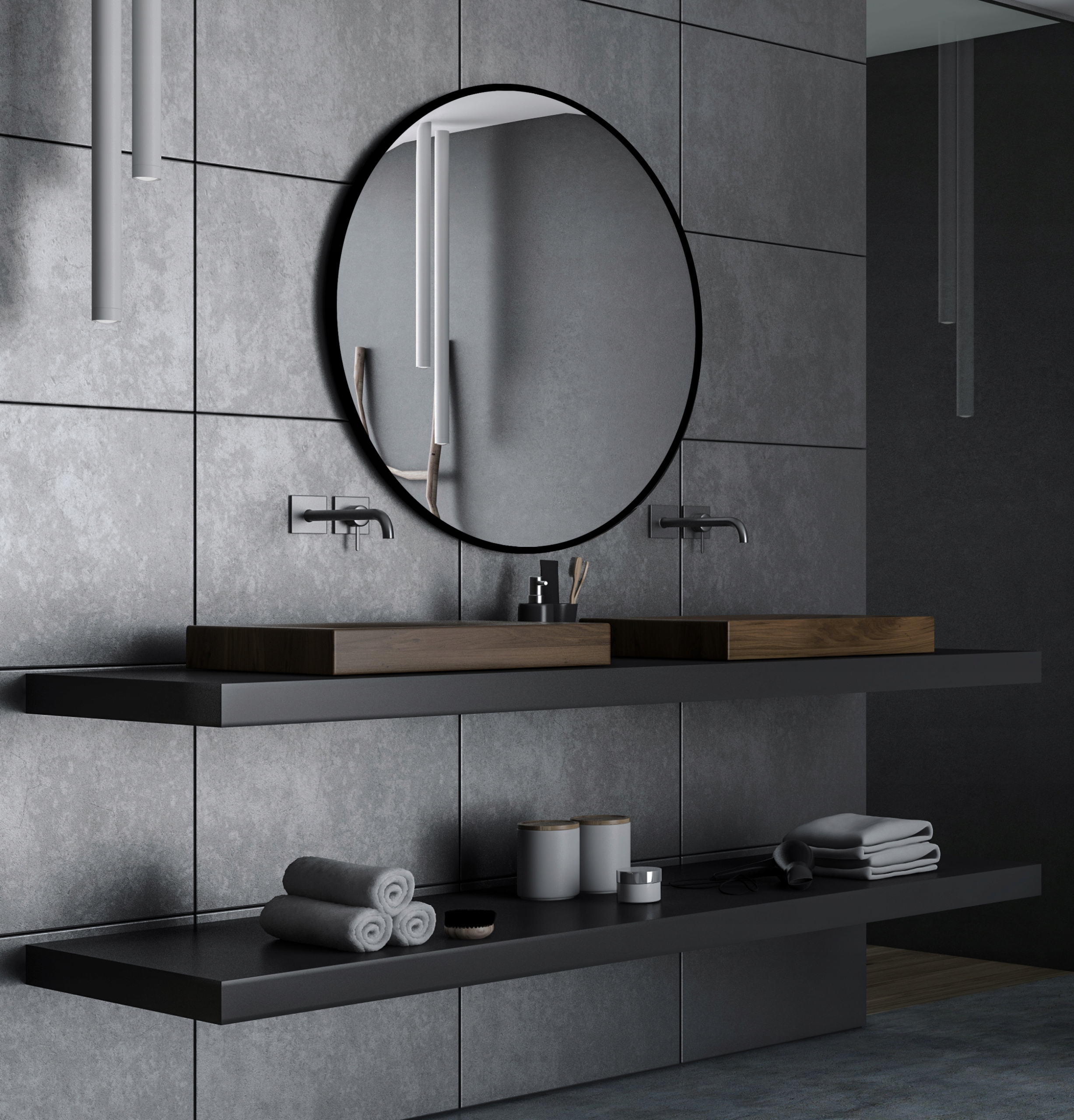 LUSTRO OKRĄGŁE LED ALUMINIOWA RAMA 100 CM CZARNE Typ lustra ścienne