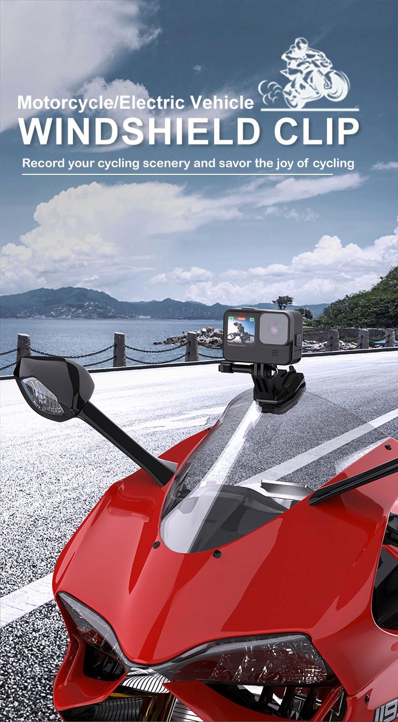 CERFFOOL Uchwyt Motocyklowy Do Kamer GoPro Insta360 DJI SJ Cam Aluminium — miniatura 7