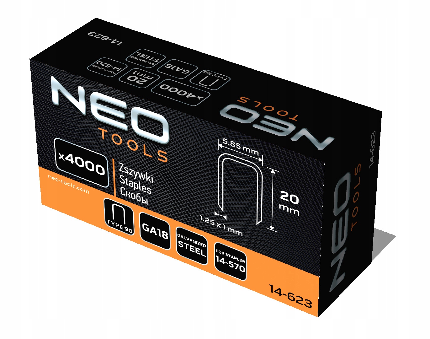 Zszywki galwanizowane GA18, Typ 90 (4K), 20 mm Marka Neo Tools