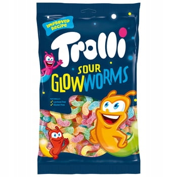 Levně Želé Bonbony červíci sour glowworms Trolli 1 kg