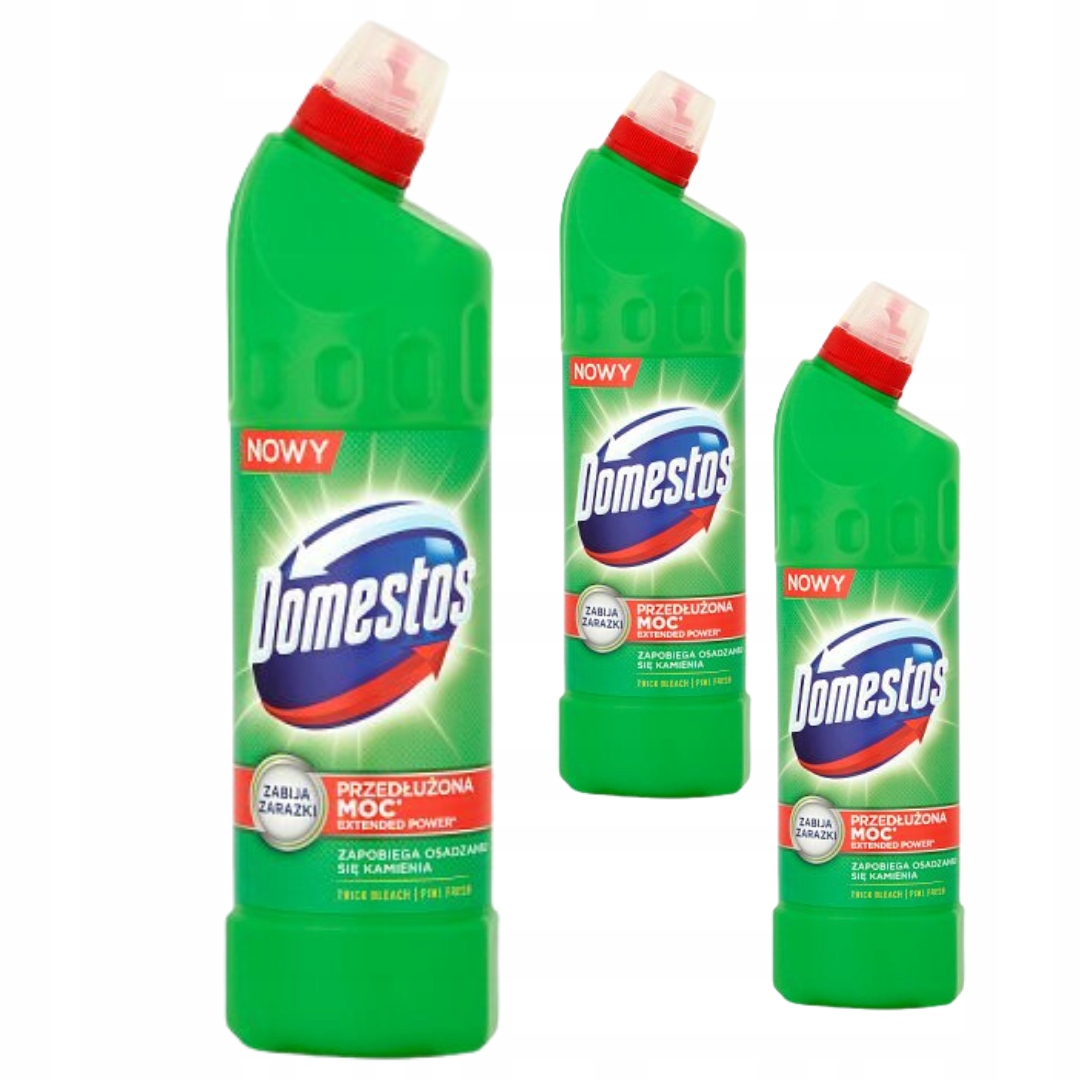 DOMESTOS Żel Do WC Przedłużona MOC Pine Fresh 1l x3