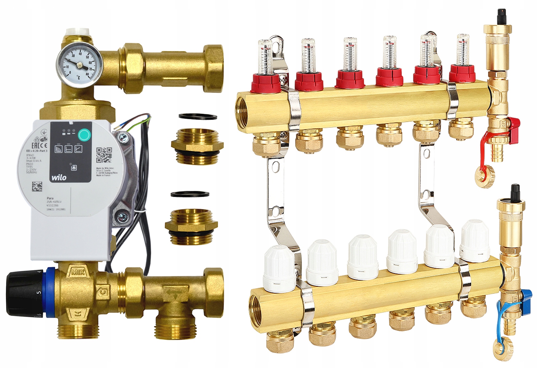 Rozdeľovač 6 Okruhov Podlahového Vykurovania Pre Podlahovú Krytinu Skupina Čerpadlo Vilo