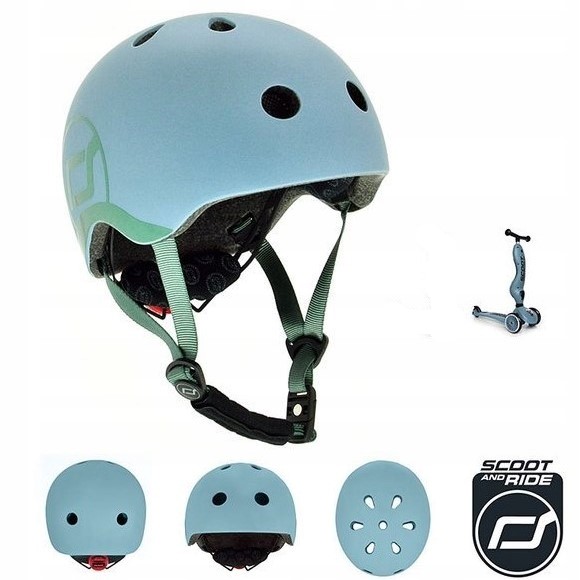 SCOOTANDRIDE STEEL ZESTAW HULAJNOGA Jeździk 2w1 + KASK z LED XXS do S 1+ Amortyzacja przód