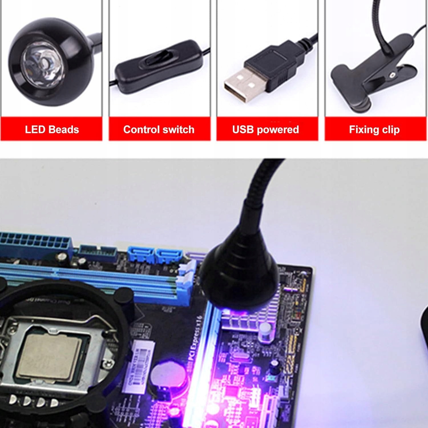 LAPKA UV USB NA GĘSIEJ SZYJI CLIP SOLIDAN Model 4221