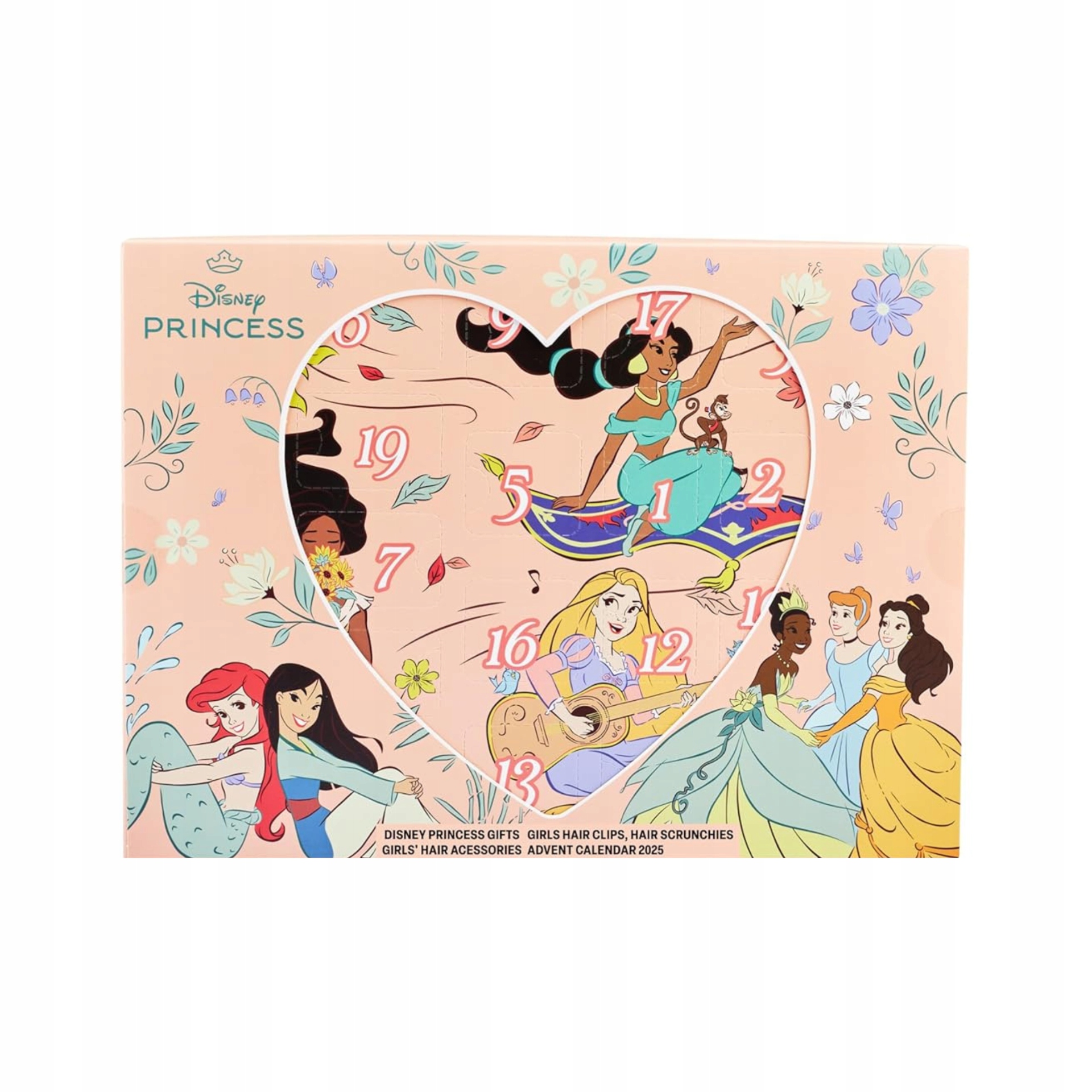Адвент-календарь Disney Princess розовый, 24 сюрприза: резинки, заколки, браслеты, подвески