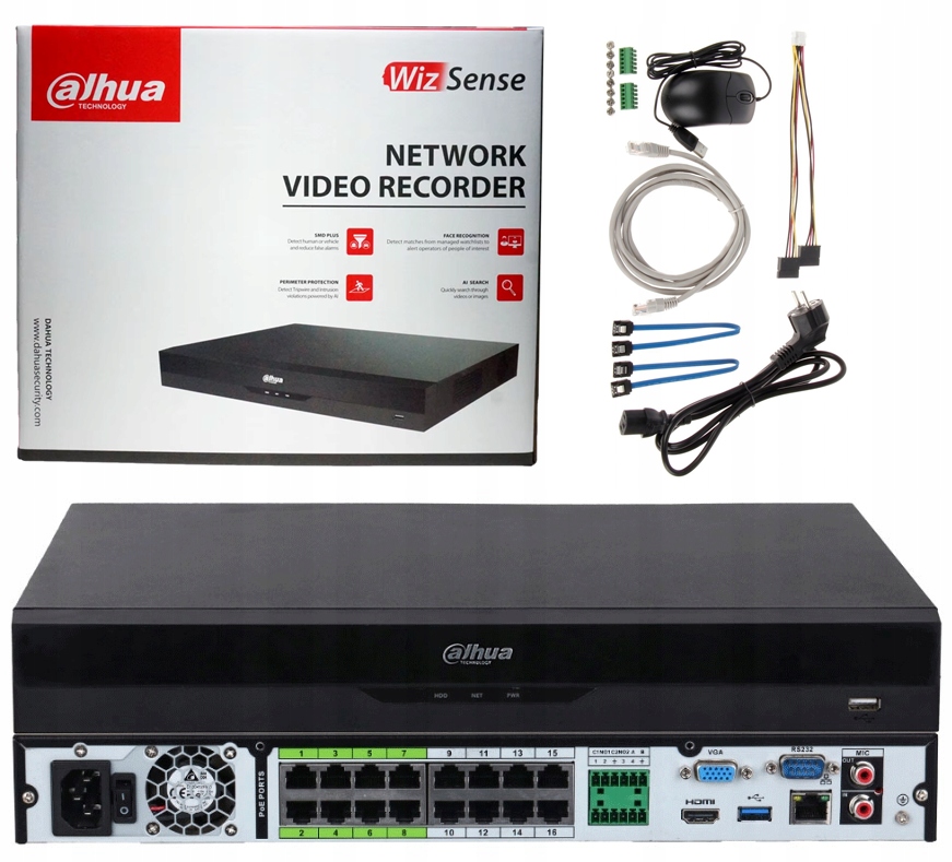 Rejestrator IP Dahua NVR5216-16P-EI 16x PoE WizSense funkcje AI