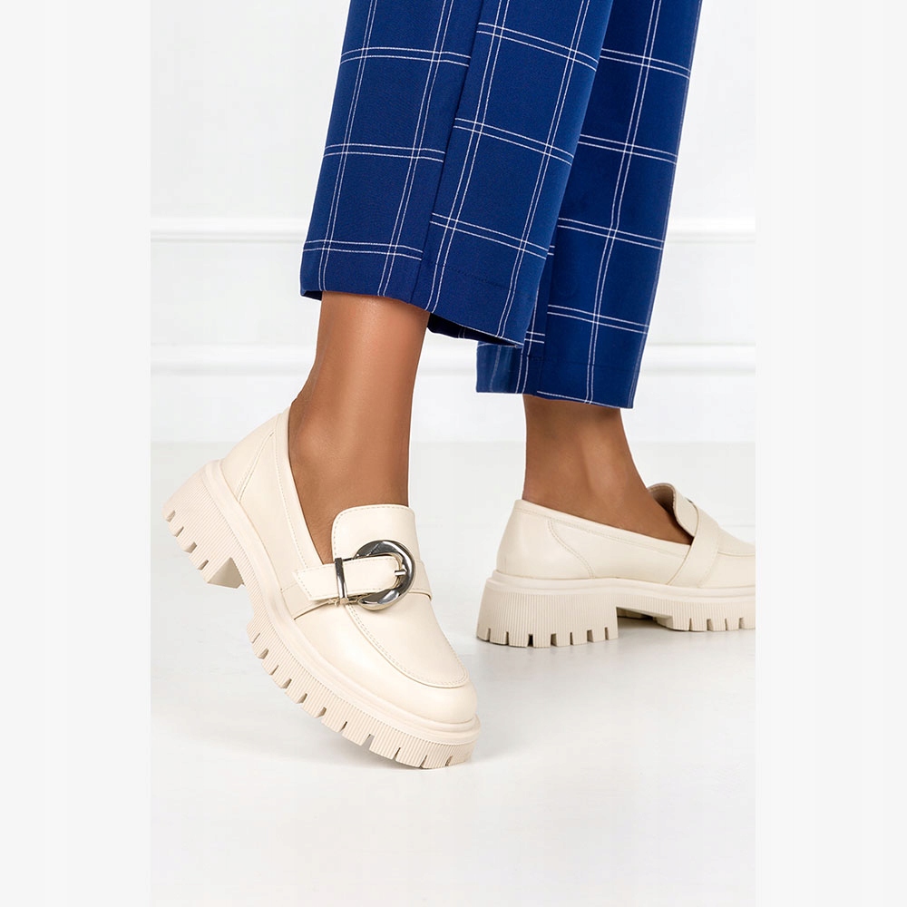 MOKASYNY DAMSKIE NA PLATFORMIE Z KLAMRĄ r 40 Rozmiar 40