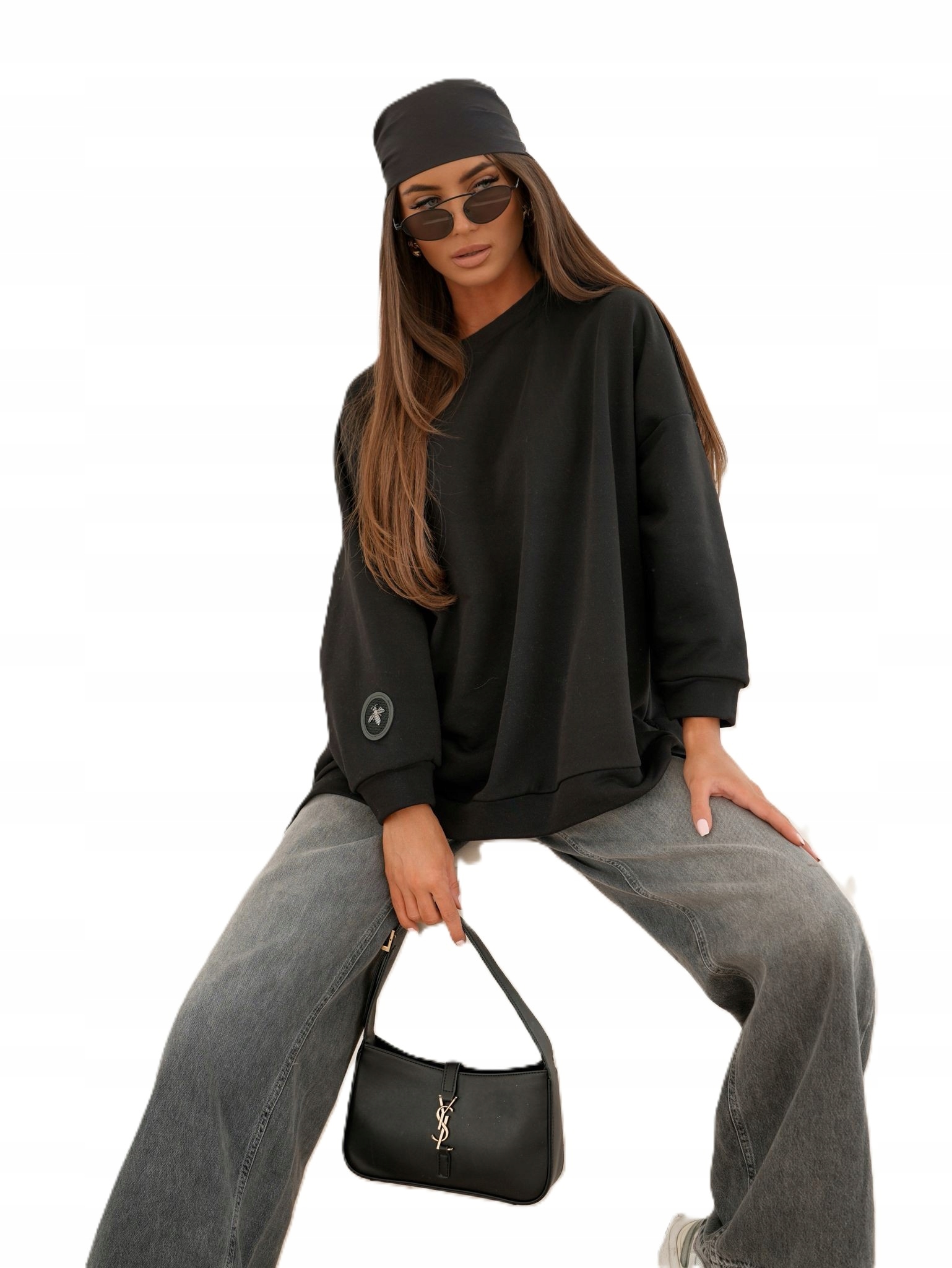 Czarna bluza damska oversize mucha Me Gusta