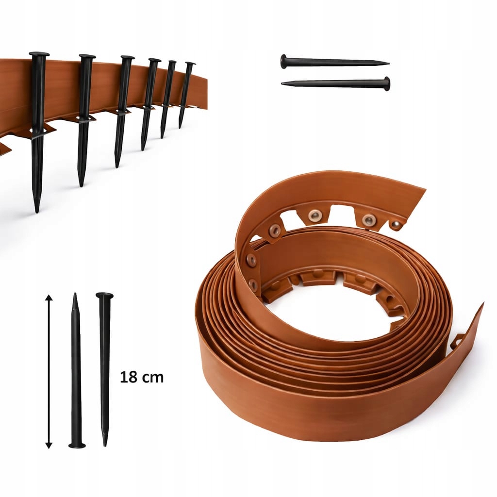 Zahradní Lem Trávníkový 8 cm 50 m Terakota Světle hnědá Plast