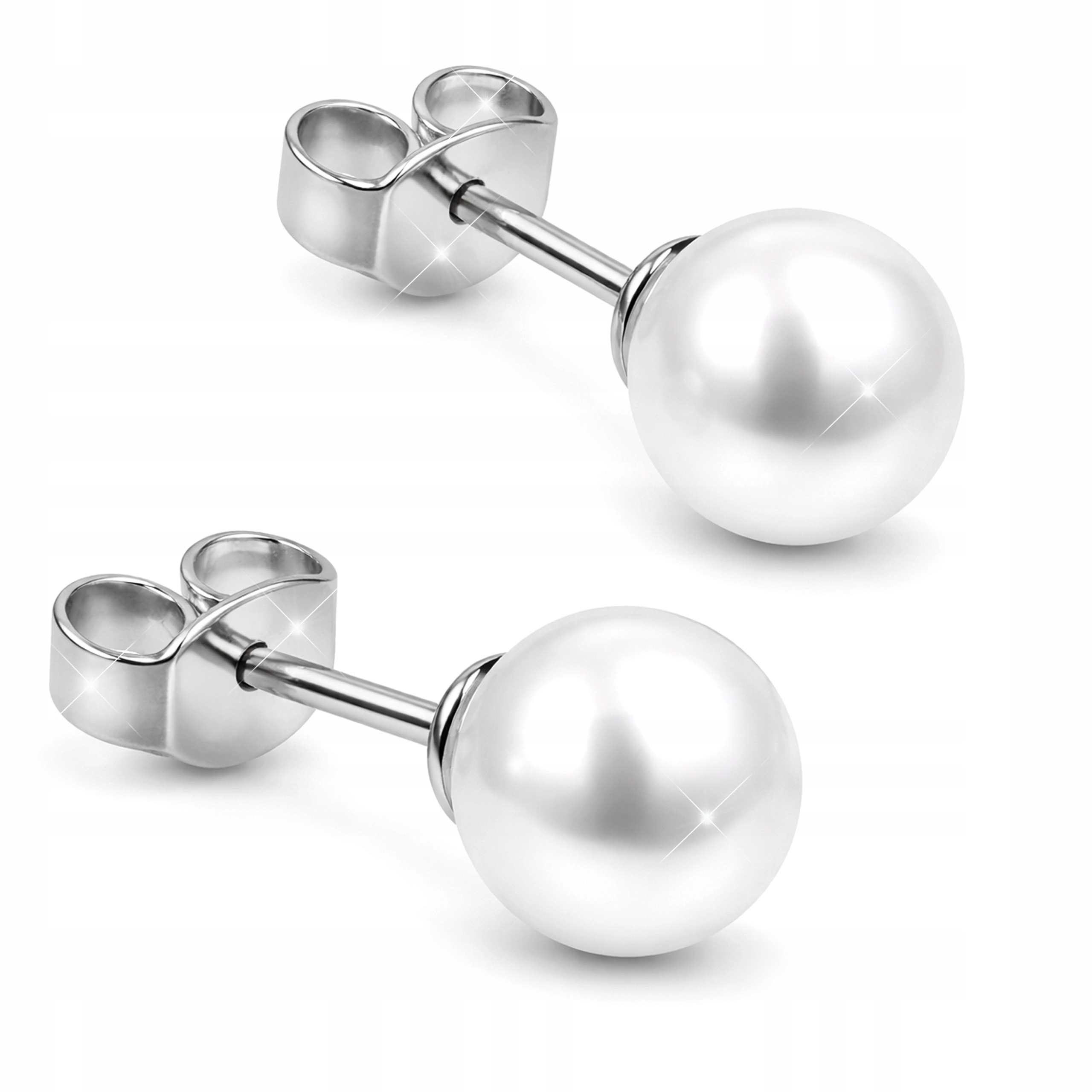 Stříbrné Náušnice Bílé Přírodní Sladkovodní Perly 8 mm Dámské Stříbro 925
