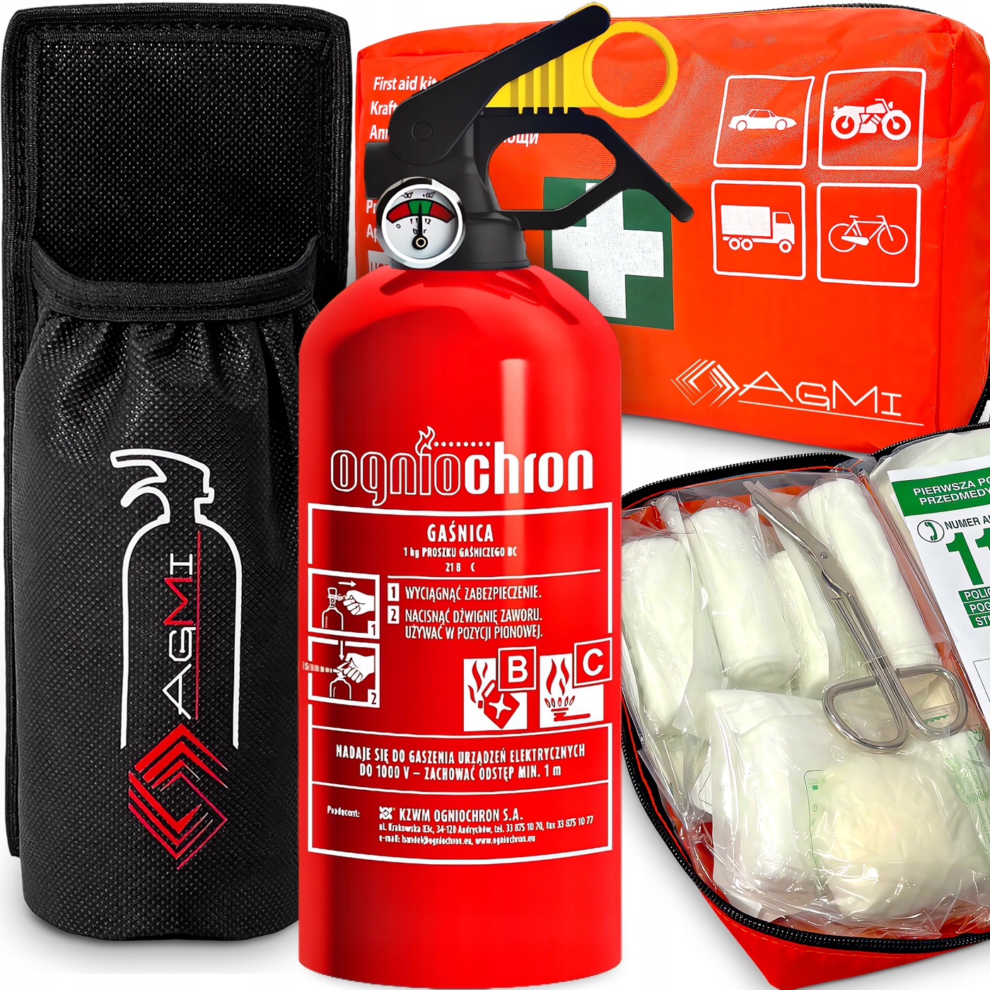 Automobilový Hasiaci Prístroj Abc 1 Kg S Manometrom, Výroba 2026 Ohňov