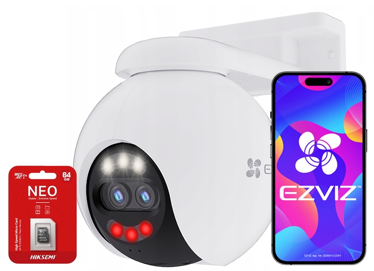 WiFi kamera 8MPx 2Mpx otočná H80x Ezviz microSD karta 64Gb