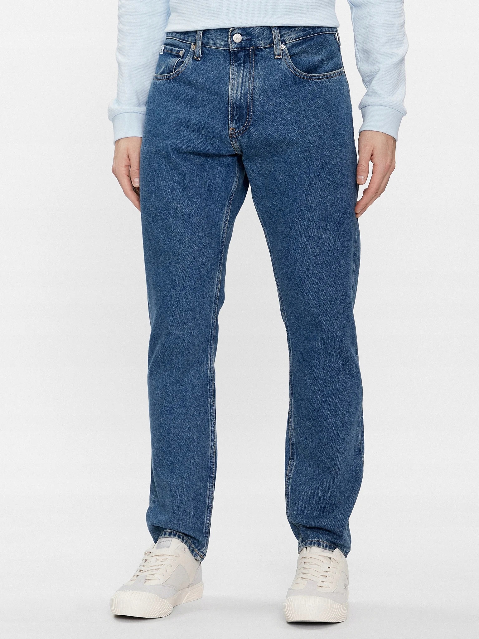 Calvin Klein Jeans Modré Džíny Rovné S Oděrkami 29/32 Xta