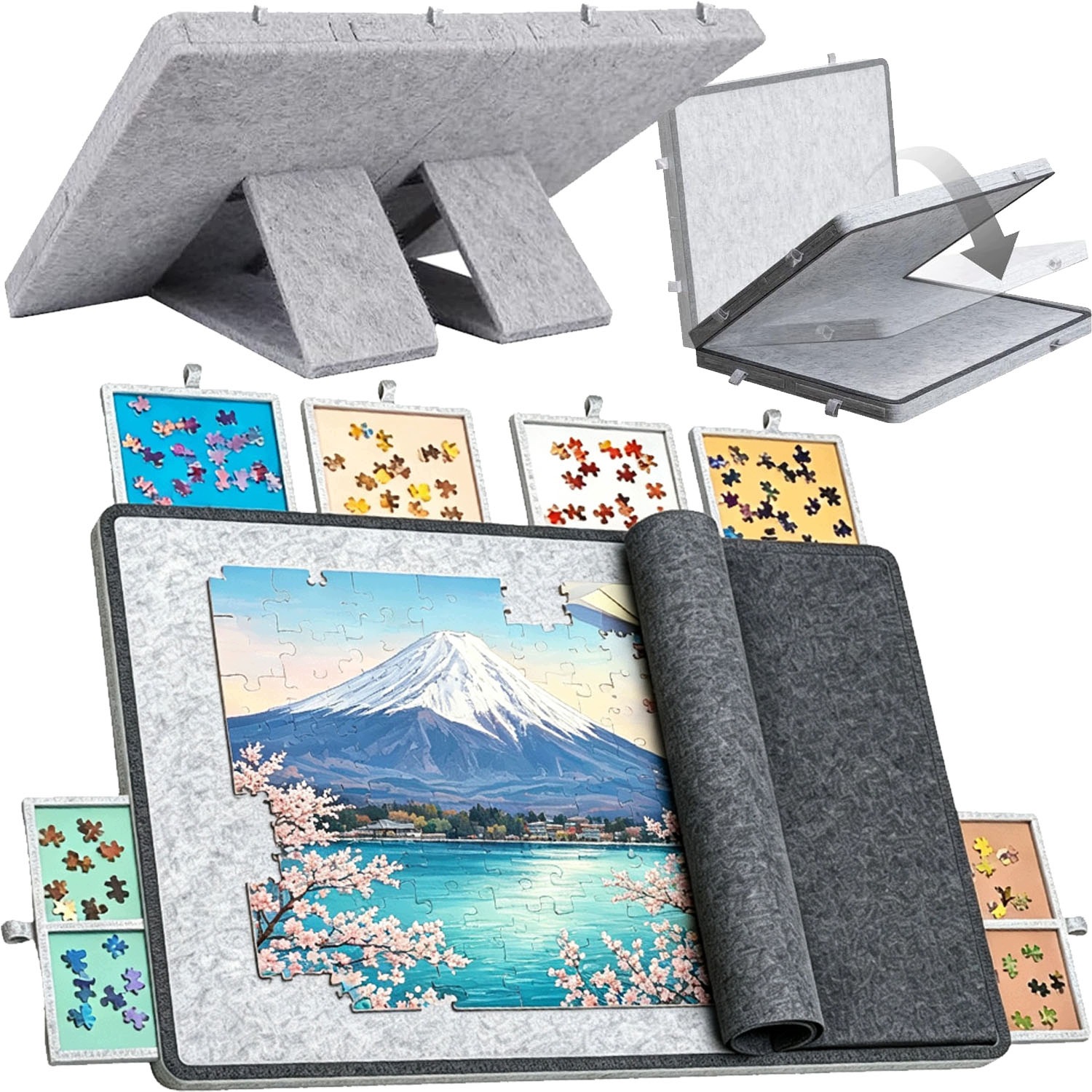 Mata Plansza Filcowa Do Układania Puzzli 1000 Elementów Podkładka Sorter