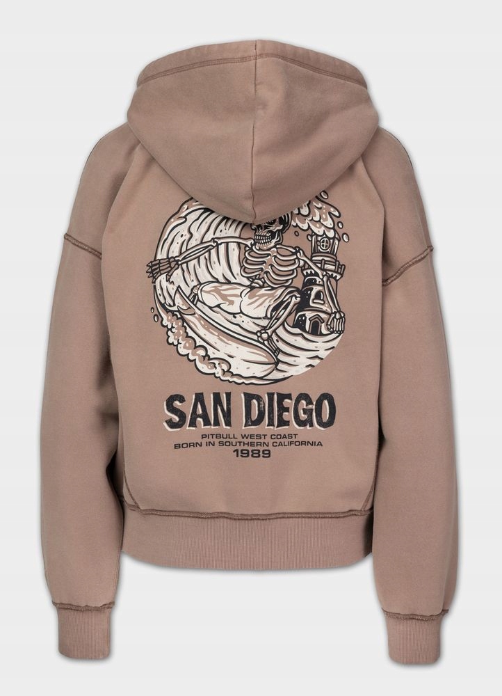 Dámská Rozepínací Mikina s kapucí Washed Pitbull Skull Surf Oversize