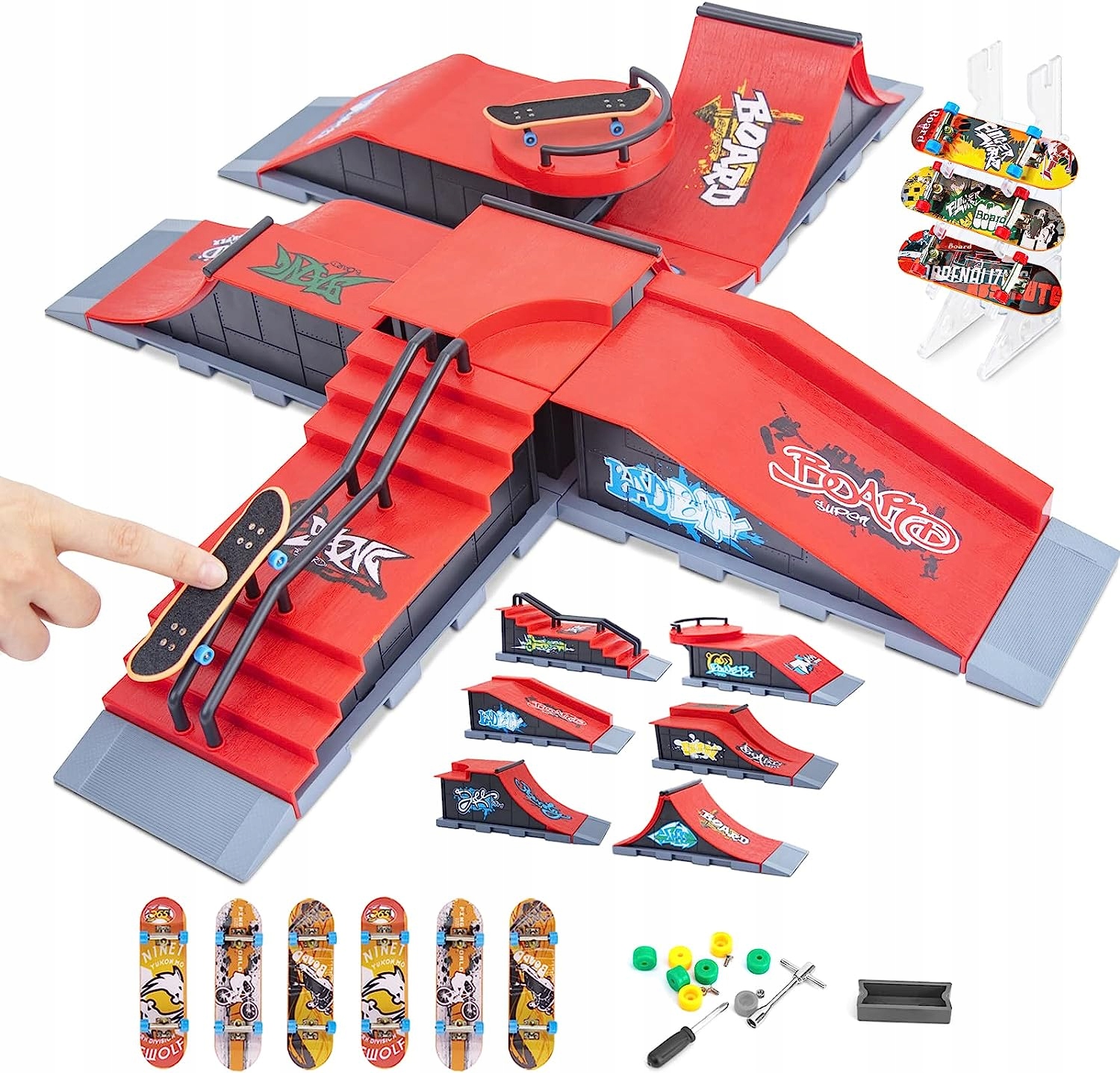 6 V 1 Fingerboard Rampa Sada Skatepark 6 Skateboard