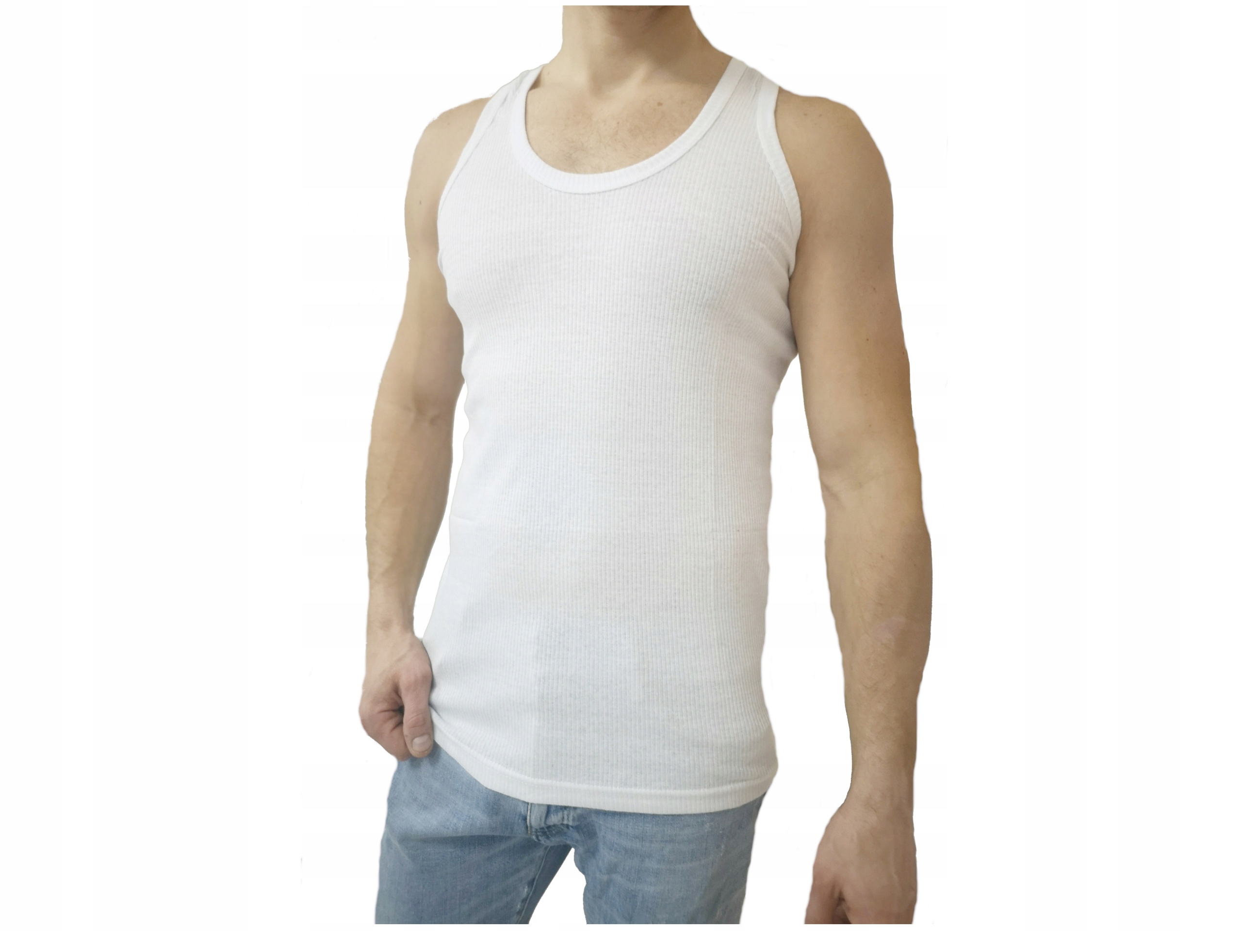 Podkoszulka Męska prążkowana biała 3XL 100%bawełna Rozmiar 3XL