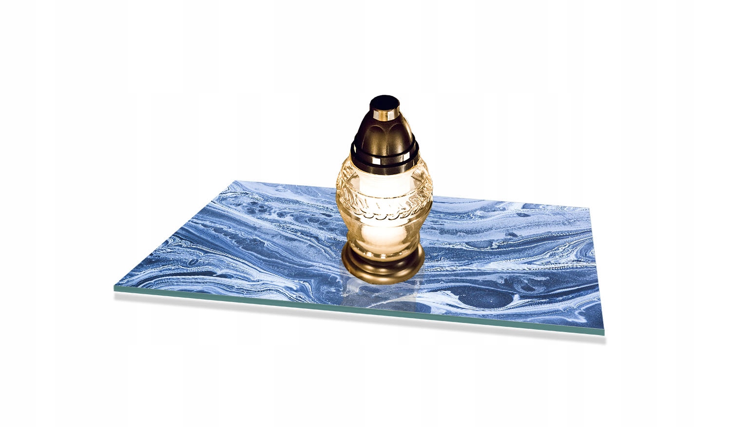 Podstawka na CMENTARZ szyba HARTOWANA + gumowe podstawki 52x40cm na POMNIK