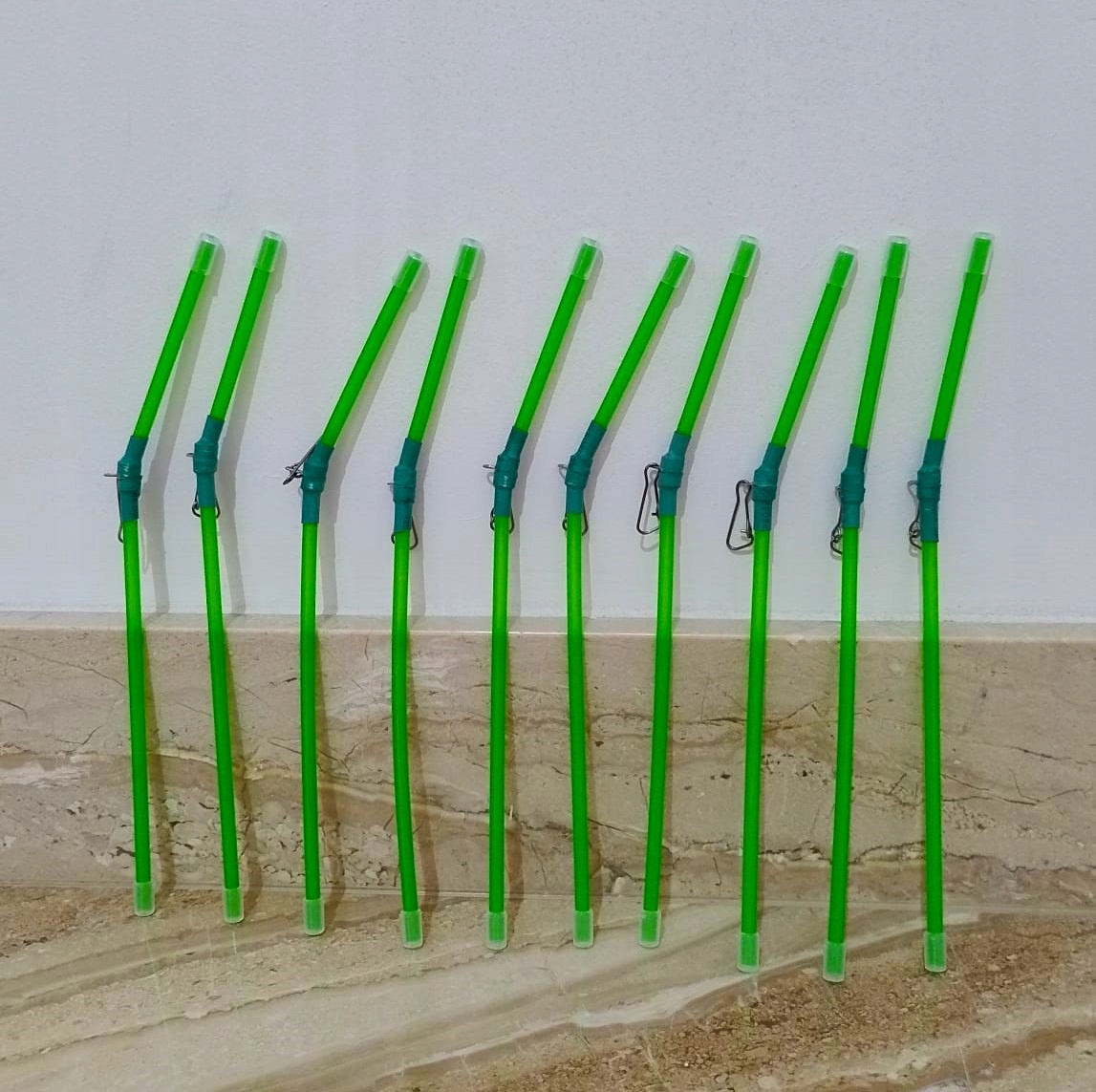10X Rurka Antysplątaniowa Wygięta Zielona Łamana+agrafka+ Tuleja 19CM