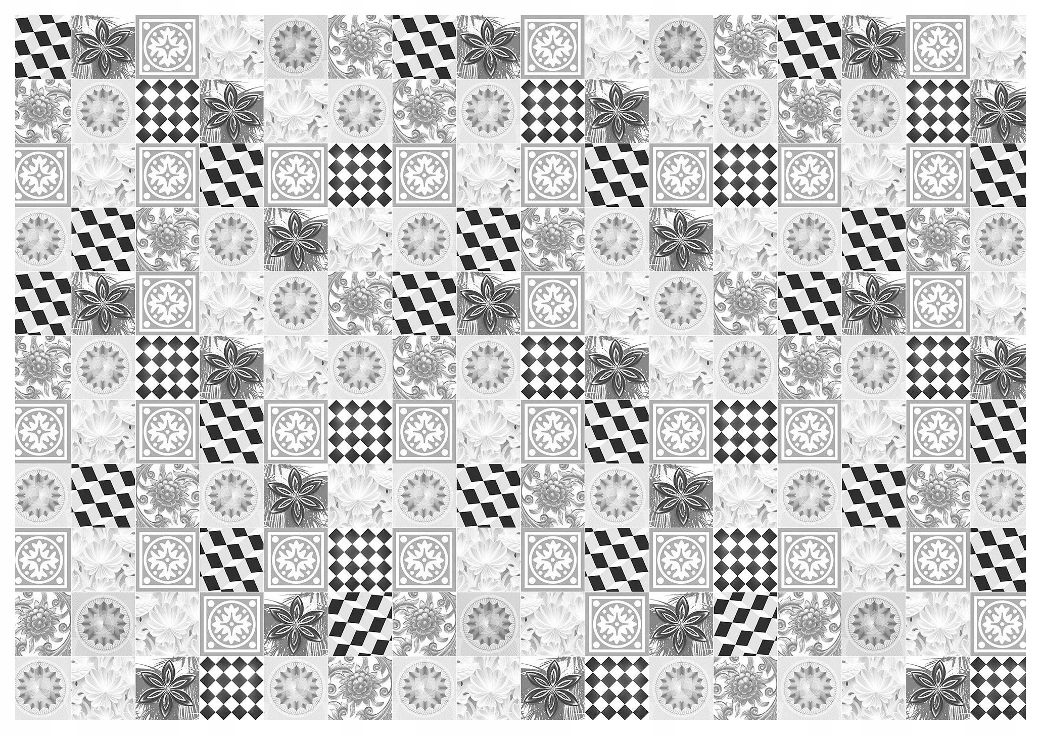 Fototapeta Šedé dlaždice geometria a kvety 400x280 Elegantné lepidlo