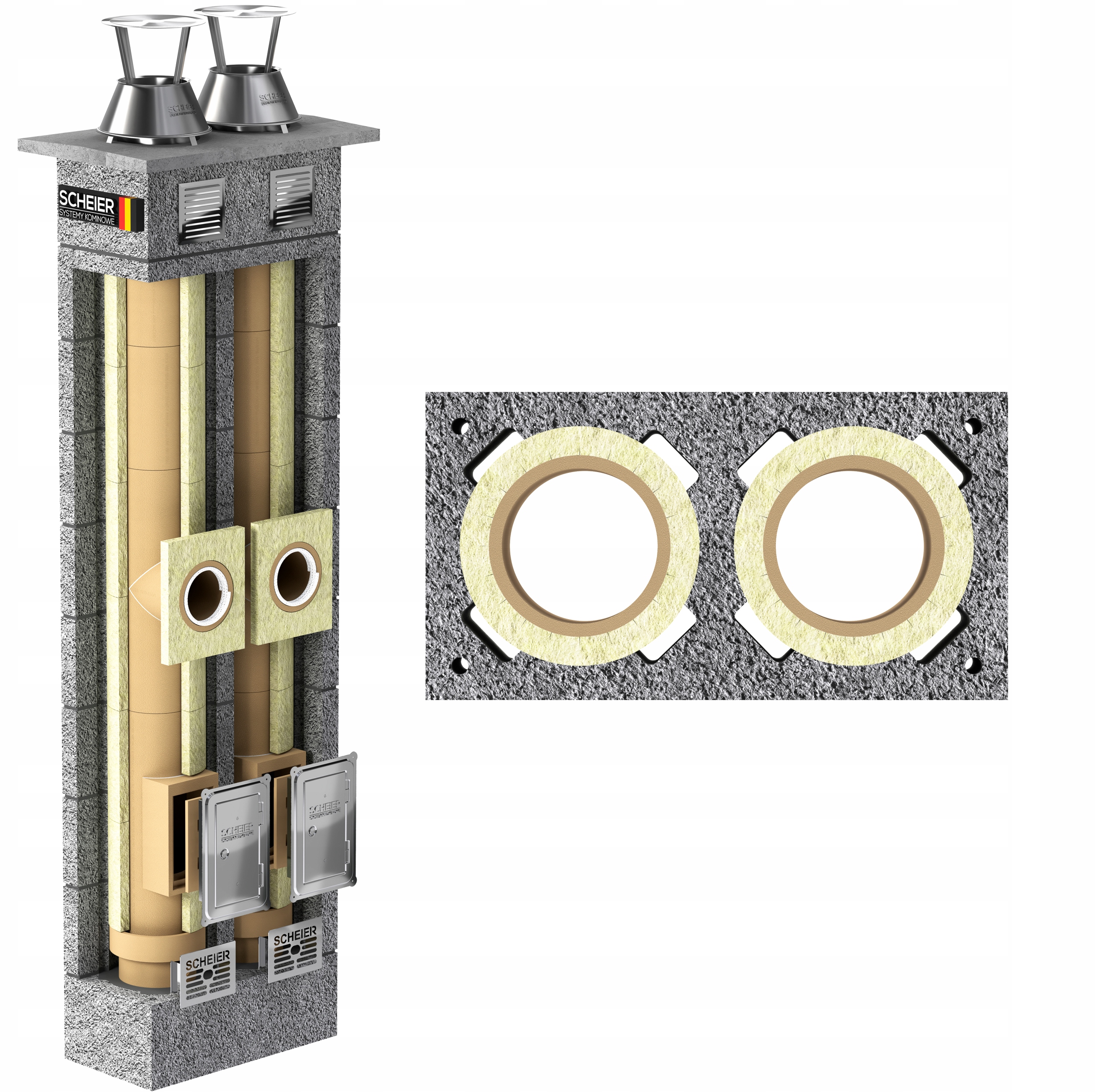 Systémový komín fi 180+200 4 m dvoutahový komínový set 2K Dual
