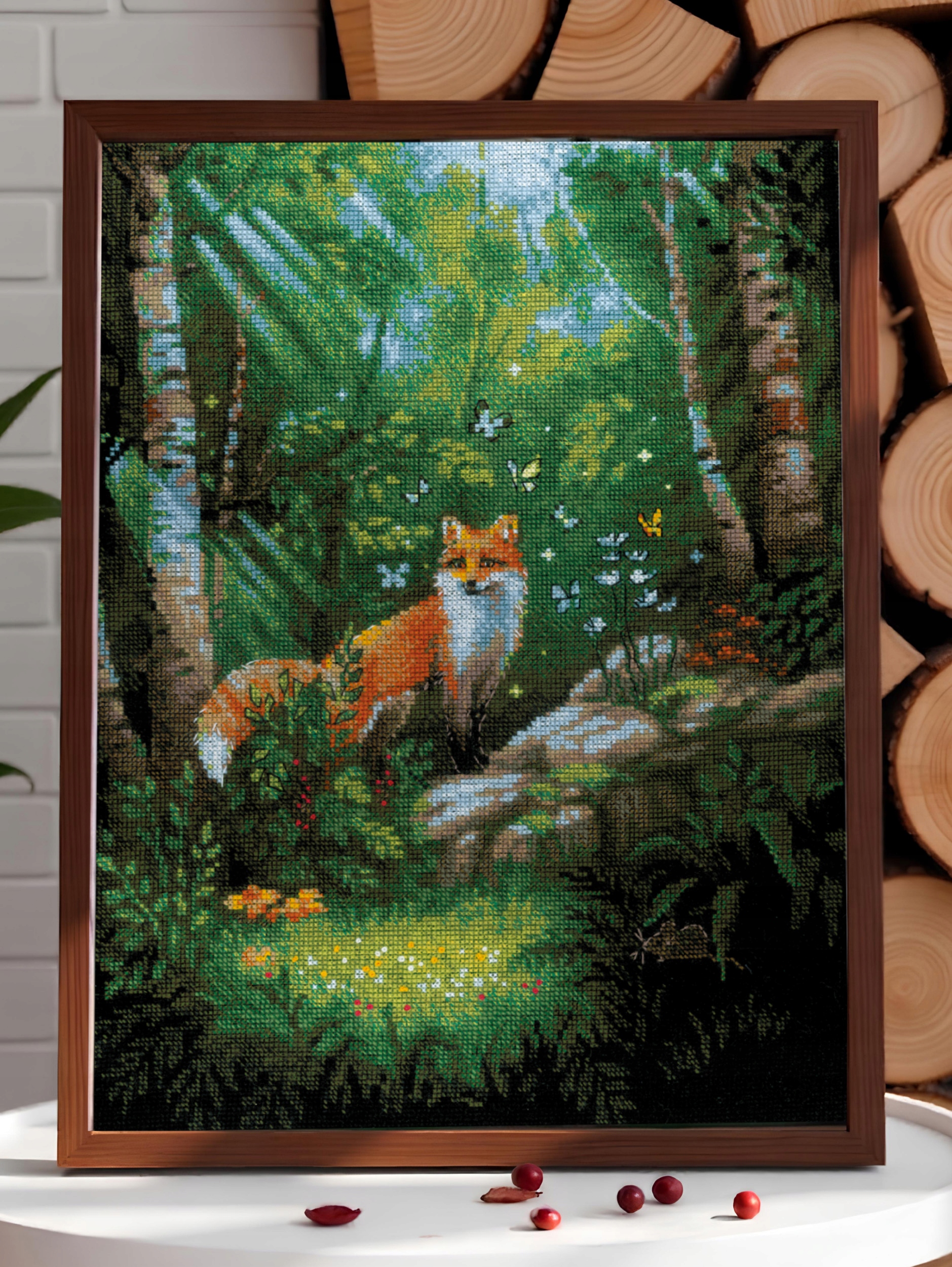 Riolis 2251 Liška v lese, sada pro křížkovou výšivku 30x40 cm