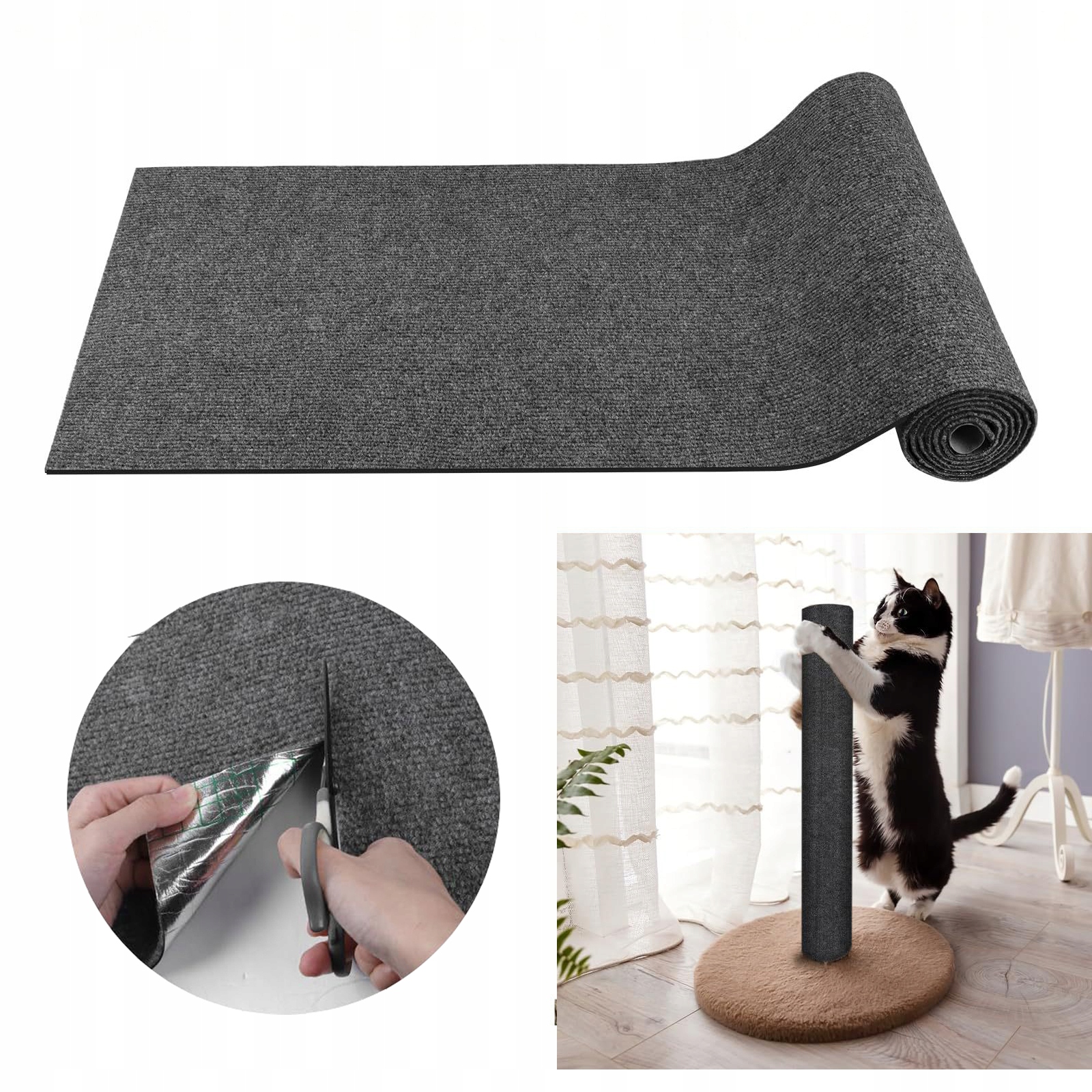 Samolepící ochranná podložka pro kočky proti poškrábání nábytku a sedačky 100x40 cm, šedá