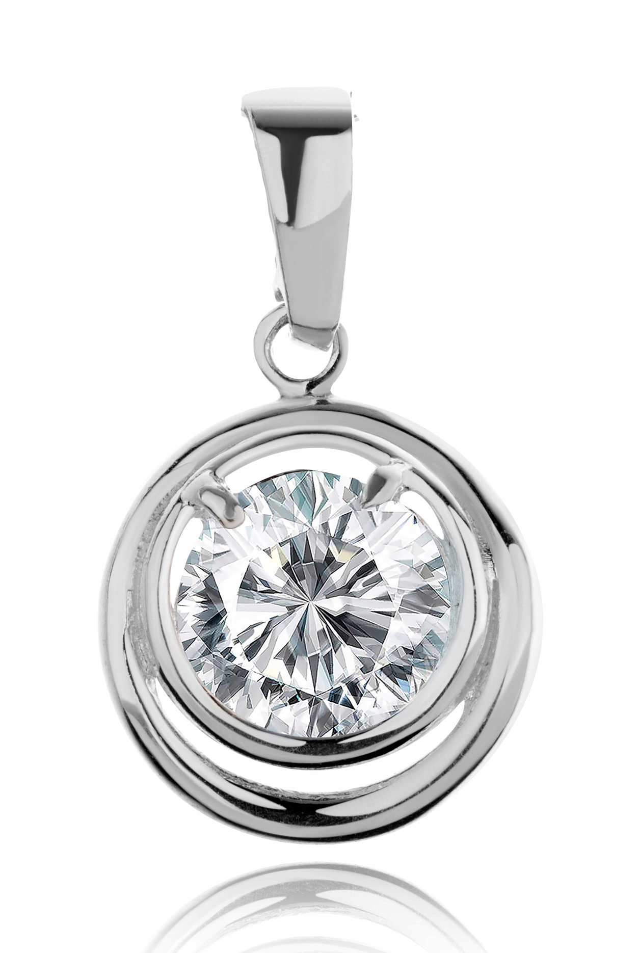 

Srebrny Wisiorek Ażurowe Koło Z Białą Cyrkonią