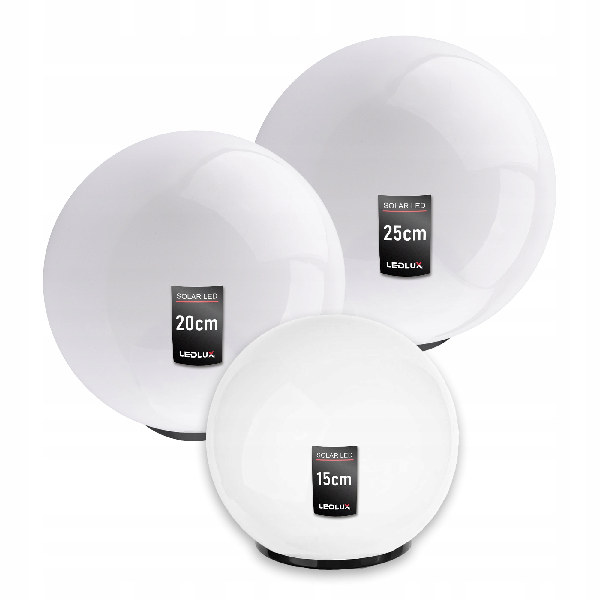 Zestaw Lampa Solarna Ogrodowa Biała Kula Led Wbijana 15/20/25