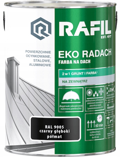 Rafil EKO Radach Czarny głęboki RAL9005 półmat 5L