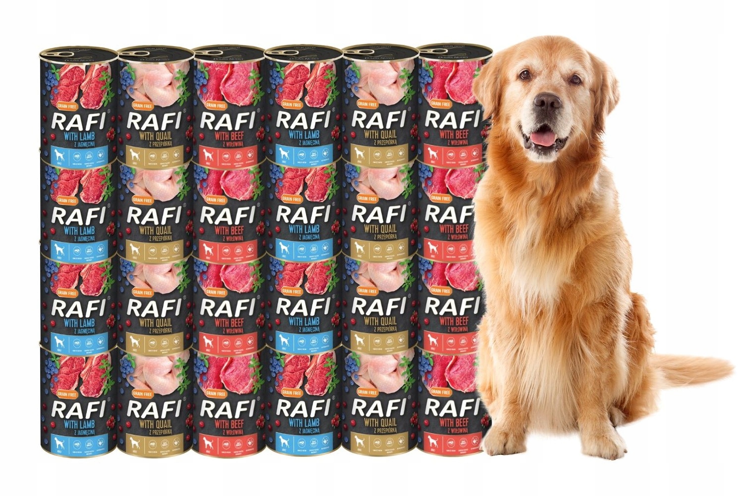 Levně Rafi vlhké krmivo mix chutí 24x400g Bez Obilovin