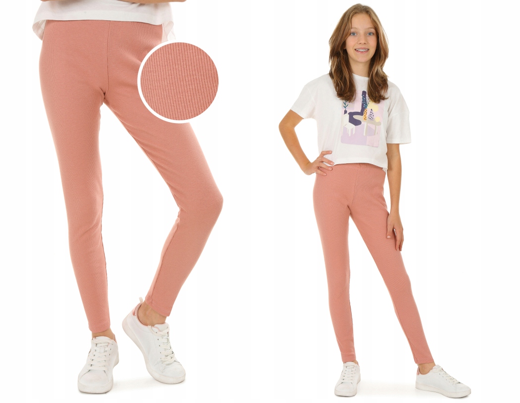 

Klasyczne legginsy, Prążek 134 Herbaciany Róż