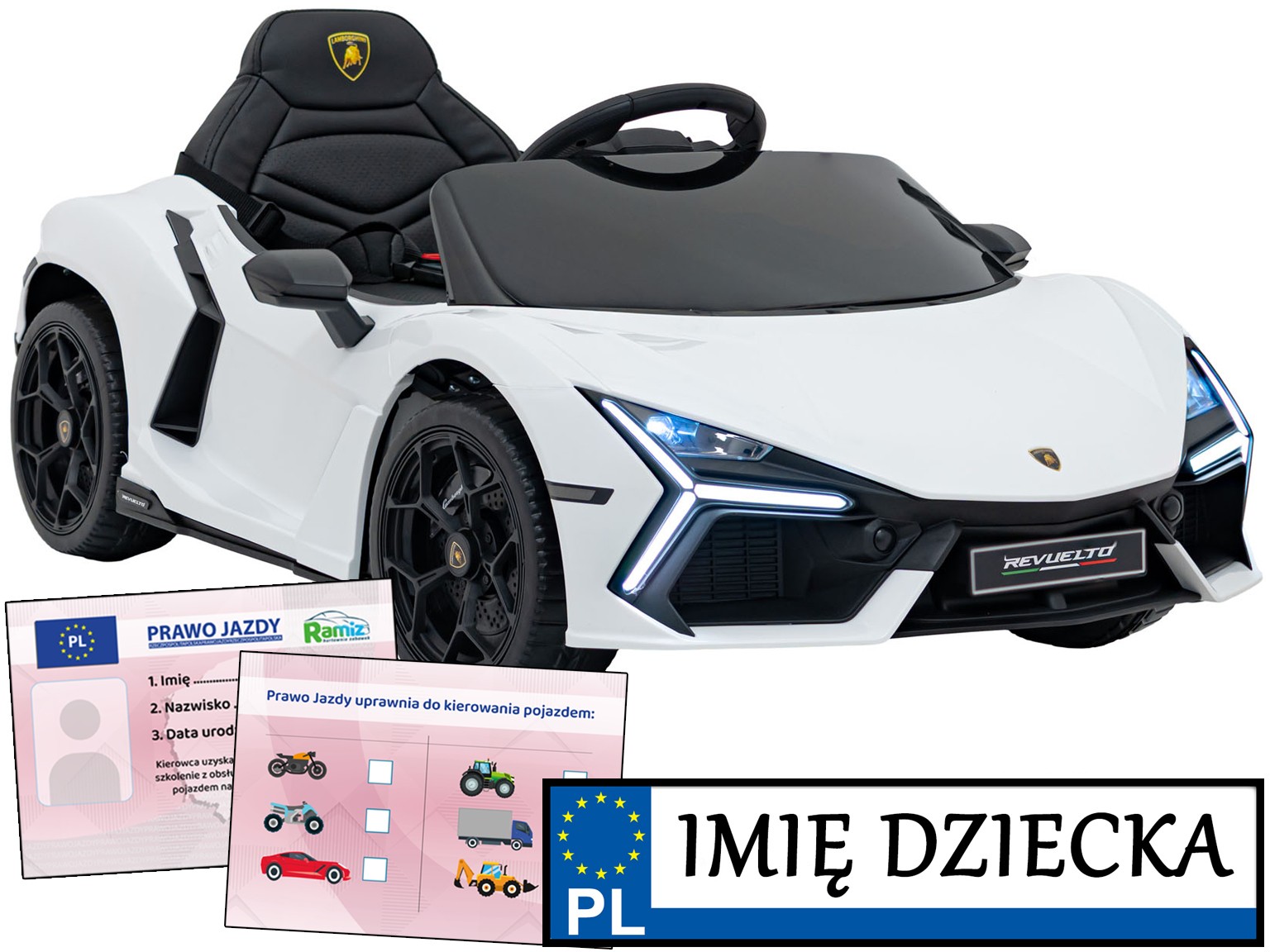 sportowe Auto Dla Dzieci na akumulator Lamborghini Revuelto pilot Tablica
