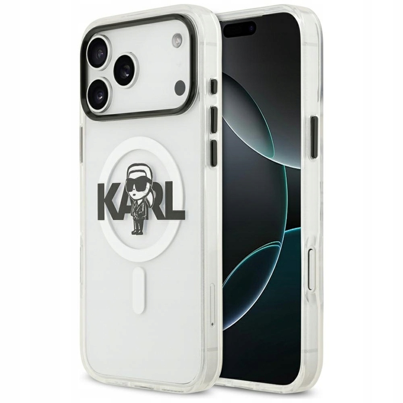 Karl Lagerfeld IML Karl Sketch MagSafe Pouzdro pro iPhone 17 Pro Max, průhledné