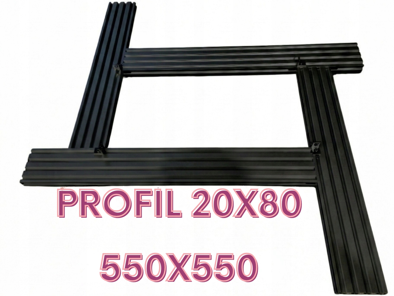 nastavitelná šablona pro frézování 550x550 mm z profilu 20x80 Černá