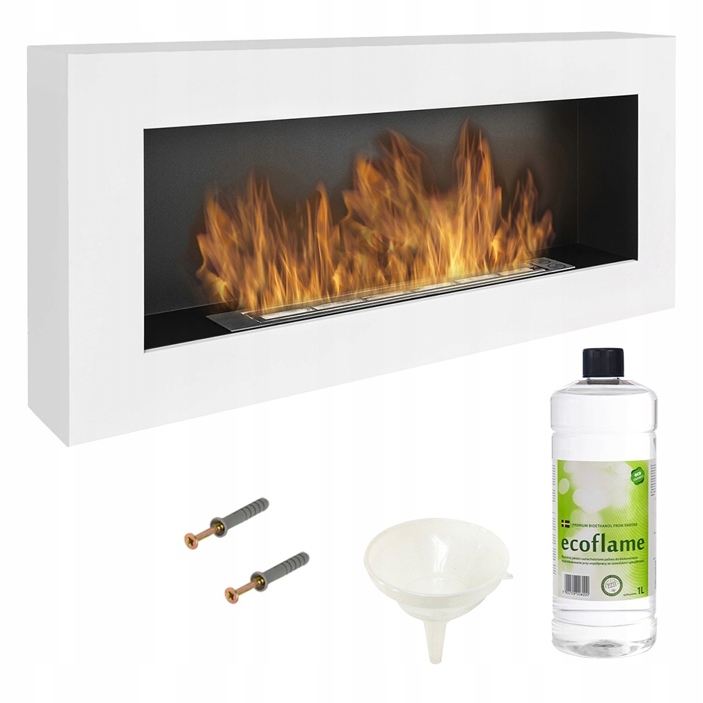 Biokrb bílý Box 90x40 900x400 Nástěnný Regulace Ohně