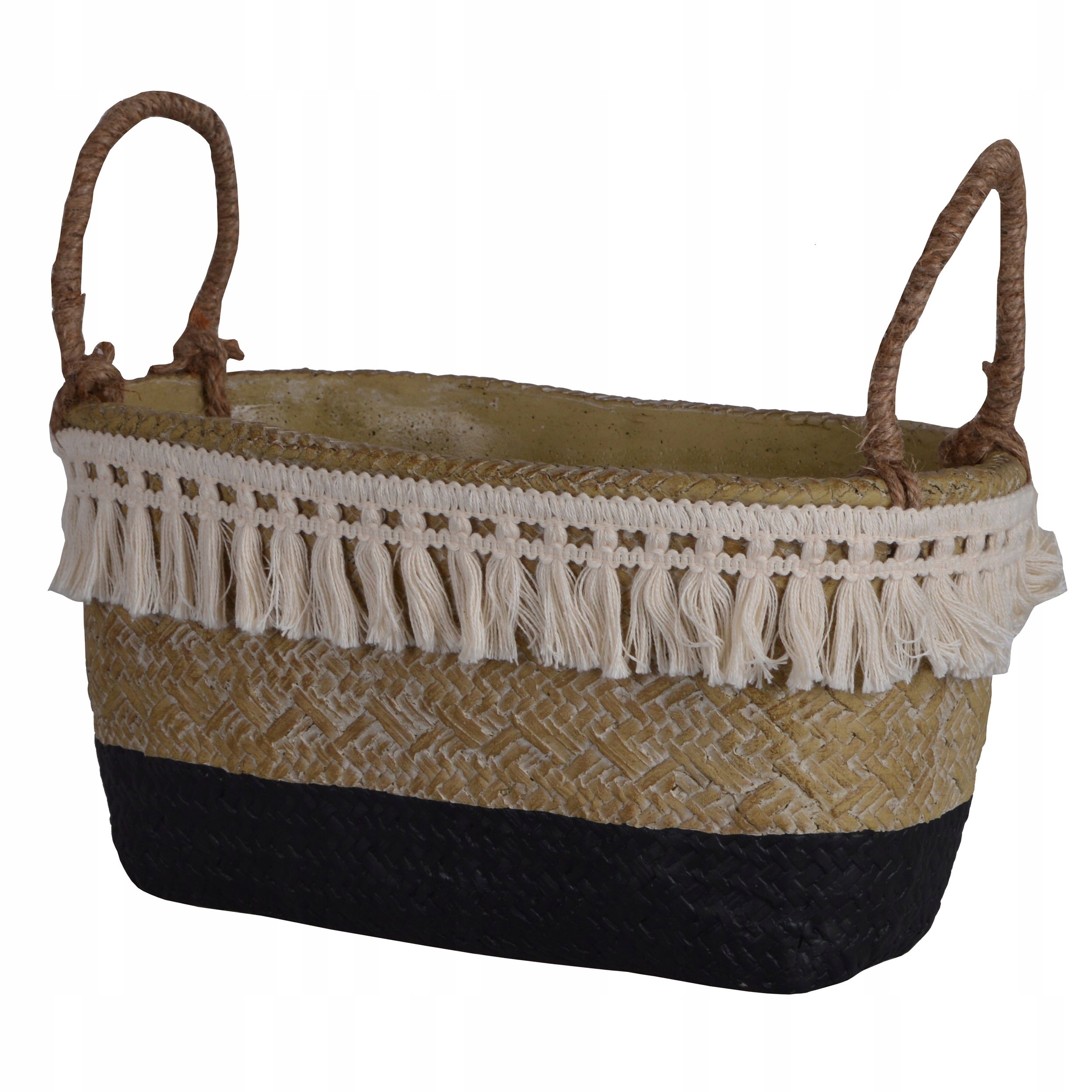 DONICZKA CERAMICZNA BOHO PODŁUŻNA BEŻOWO-CZARNA MAŁA Kod producenta 2122