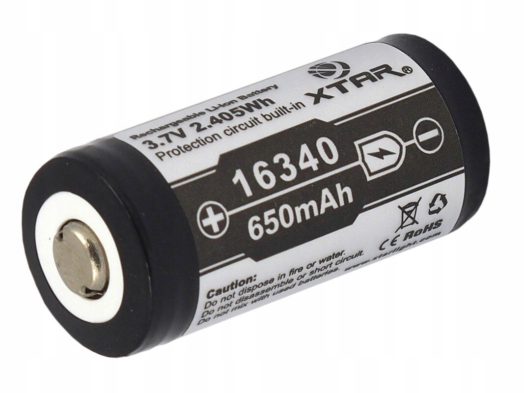 

*Akumulator Xtar 16340 3,7V 650 mAh zabezpieczenie