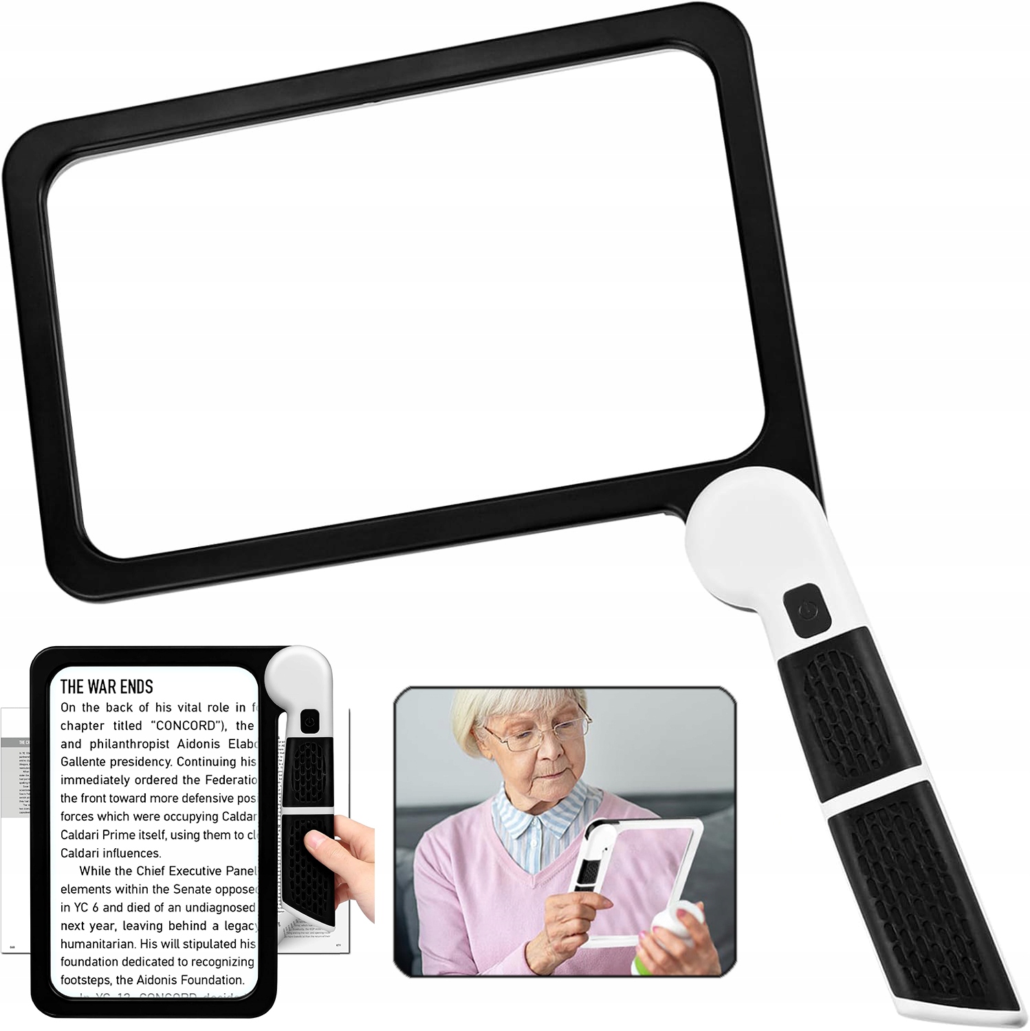 1 Szt Składany Podręczny Led Lupa Do Czytania 5x Z Lampkami 3 tryby