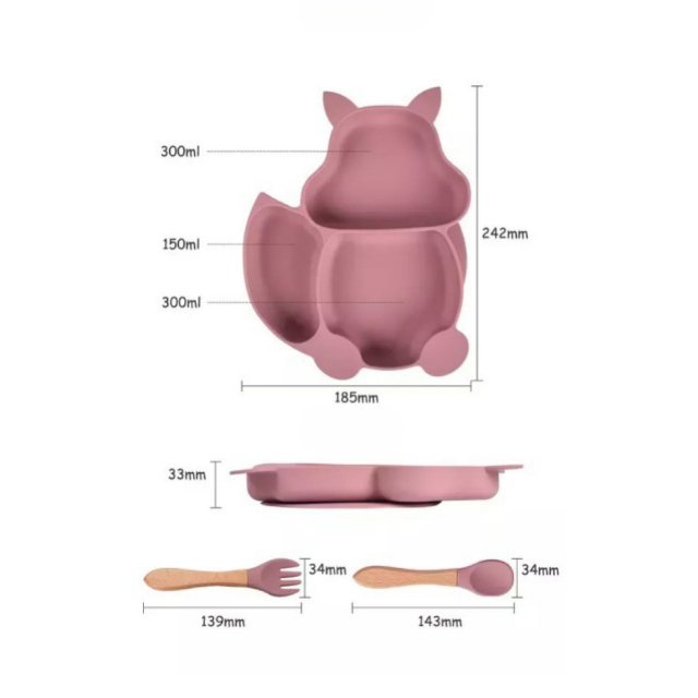 NACZYNIA SILIKONOWE DLA DZIECI WIEWIÓRKA ZESTAW 9 ELEM. CIEMNY RÓŻOWY Marka Ikonka
