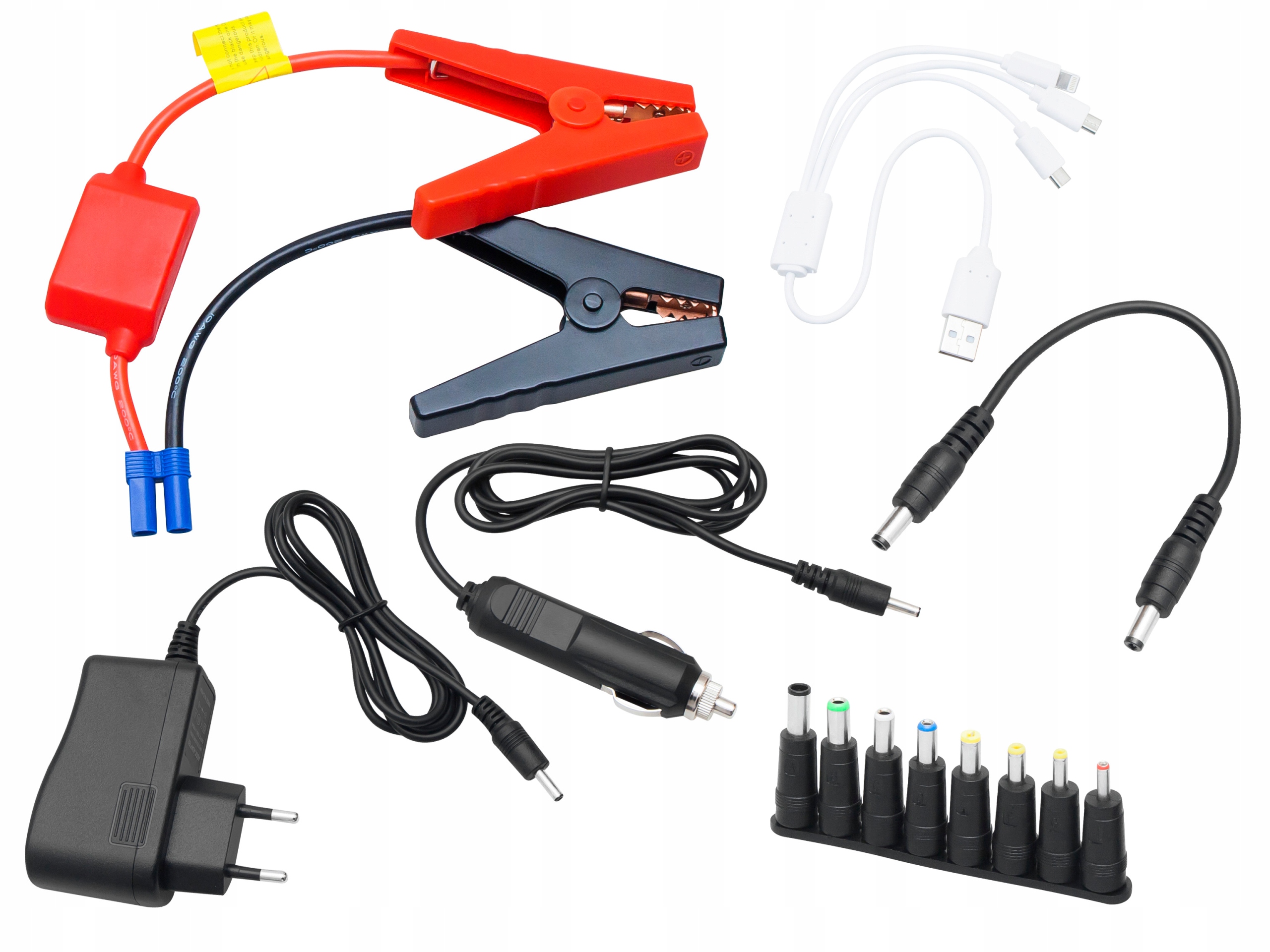JUMP STARTER MOCNY ROZRUCH BOOSTER POWERBANK LATARKA MŁOTEK KABLE ZESTAW Model JS-15