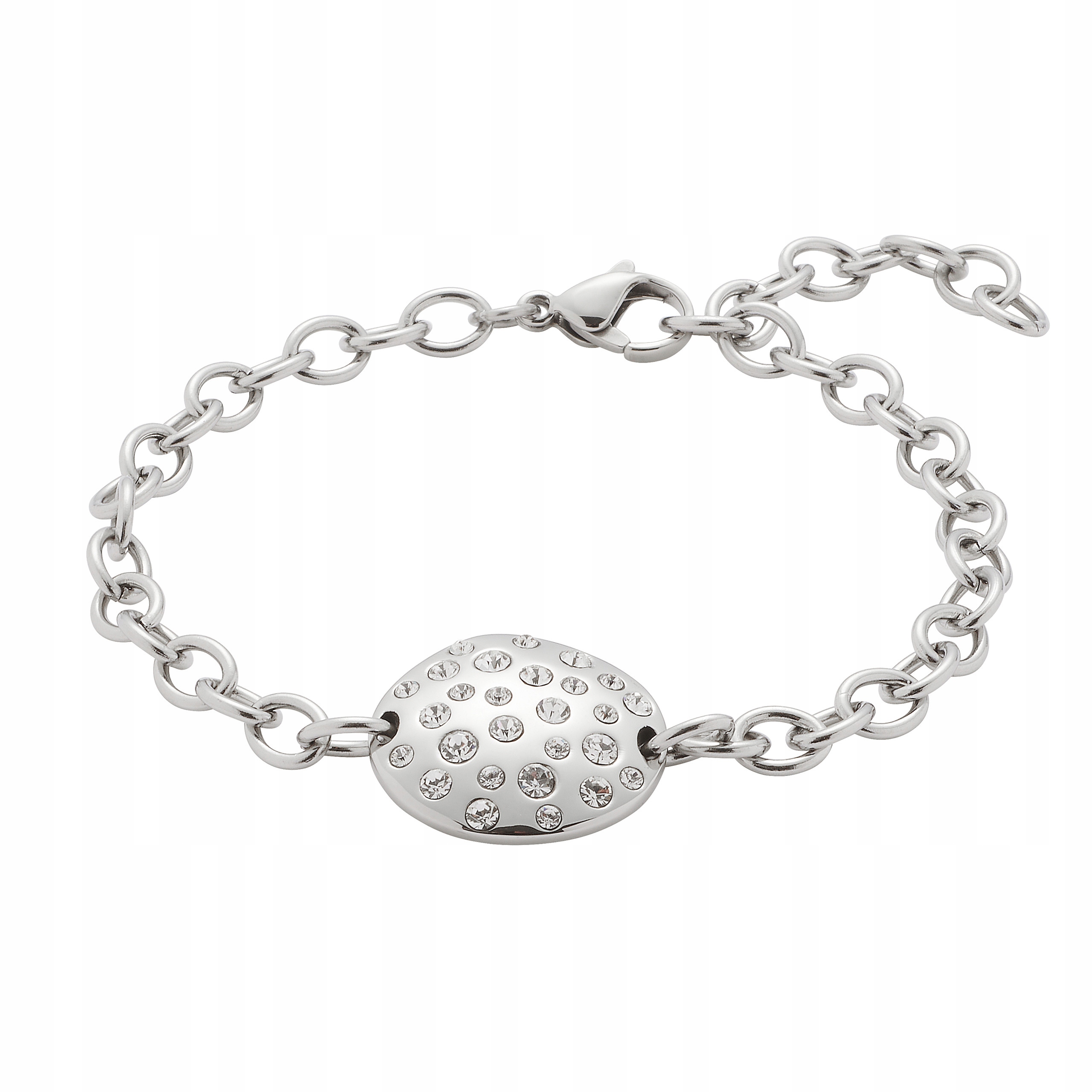 Náramek na řetízku Kolečko Krystaly Swarovski Ocel Stříbrná Magnetická