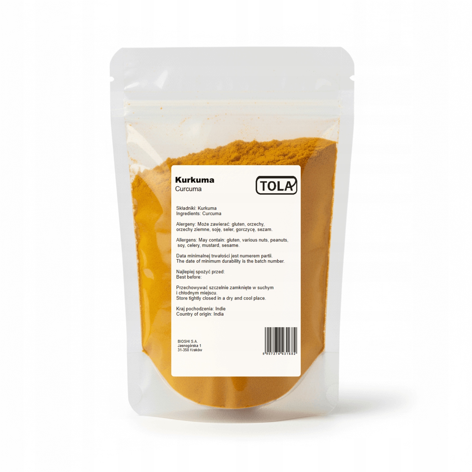 Levně Mletá kurkuma koření 10 kg aromatická a přírodní Tola